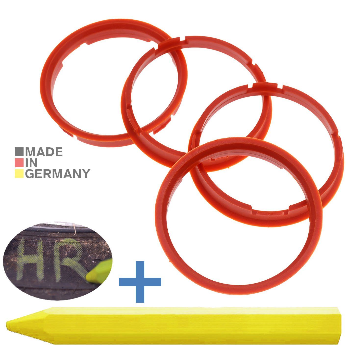 Ringe Fett Stift, 1x Kreide Felgen Orange Maße: Zentrierringe 67,1 RKC 4X mm Reifen x Reifenstift 73,0 +