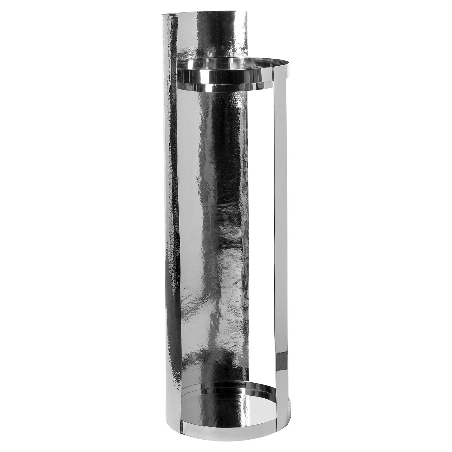 Fink Windlicht Säule / Windlicht MANIAC - silberfarben - Edelstahl - H.94cm x Ø 30cm (1 St., Säule, Windlicht), vernickelt - nicht outdoorgeeignet - ohne Glas