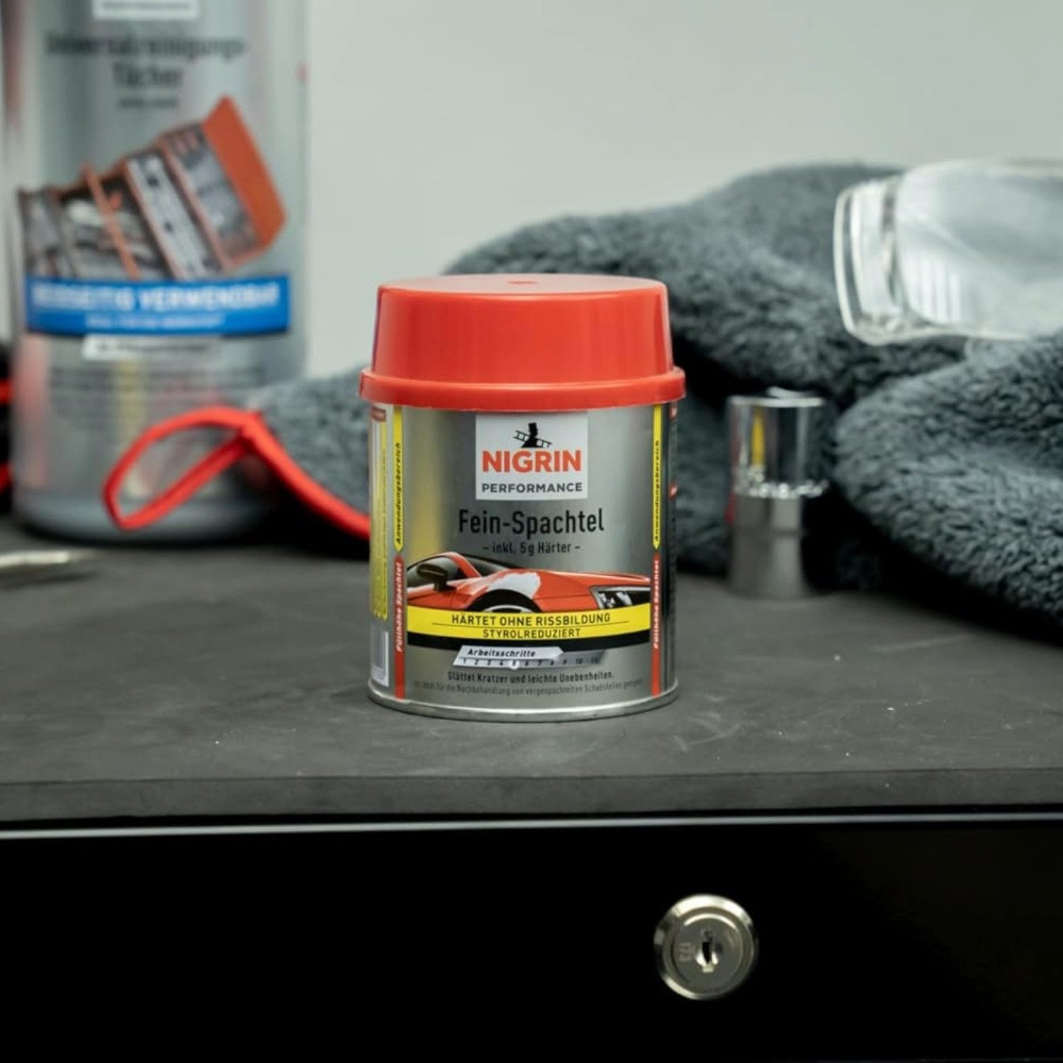 NIGRIN Fertigspachtel Fein-Spachtel mit Härter 250g Spachtel-Masse Auto, (1 günstig online kaufen