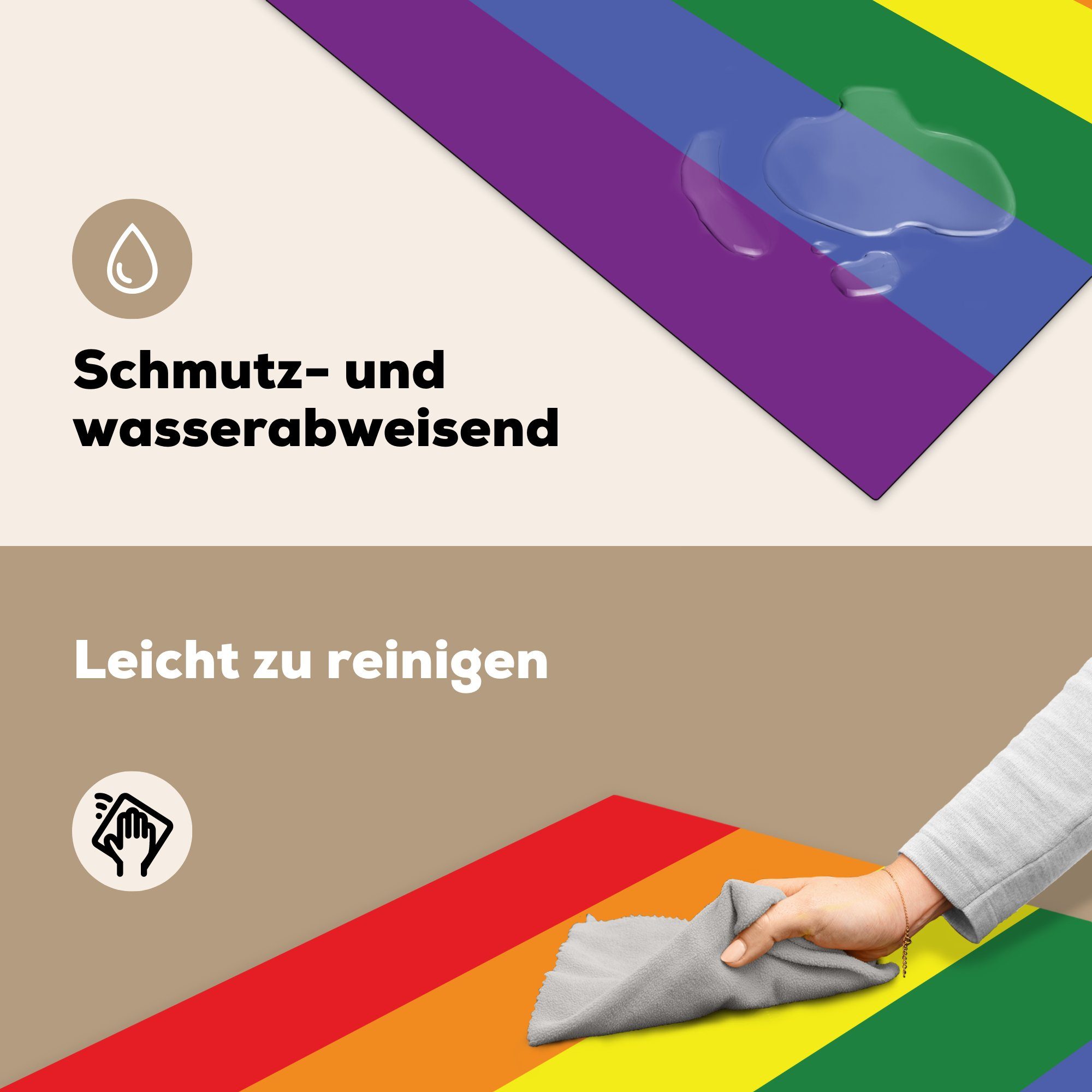 (1 Ceranfeldabdeckung, 78x78 küche - Vinyl, Arbeitsplatte cm, MuchoWow tlg), Regenbogenflagge Liebe, für - Stolzflagge Herdblende-/Abdeckplatte