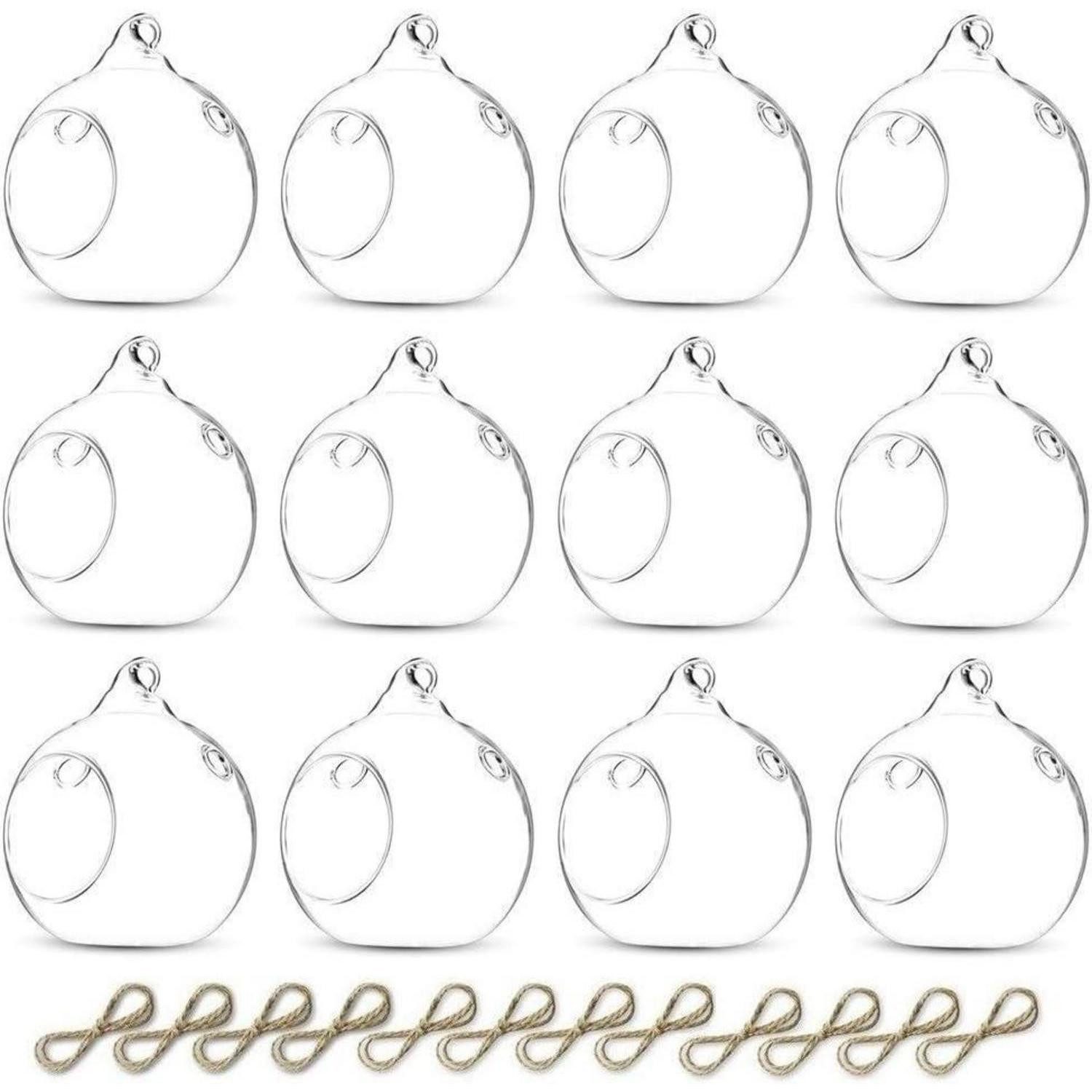 Hängedekoration 12 Stücke Glasball Kerzenständer Hängend Kristall Ball 8cm Transparent