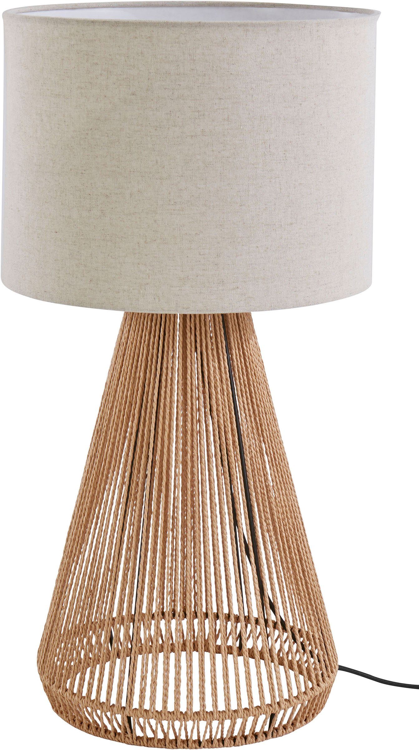 Tischlampe - Sisalschnur, Gercke braun/naturweiß/beige/beige Lena Zuri, Leuchtmittel, beige Leinenschirm / Home ohne mit Tischleuchte LeGer by Stoff