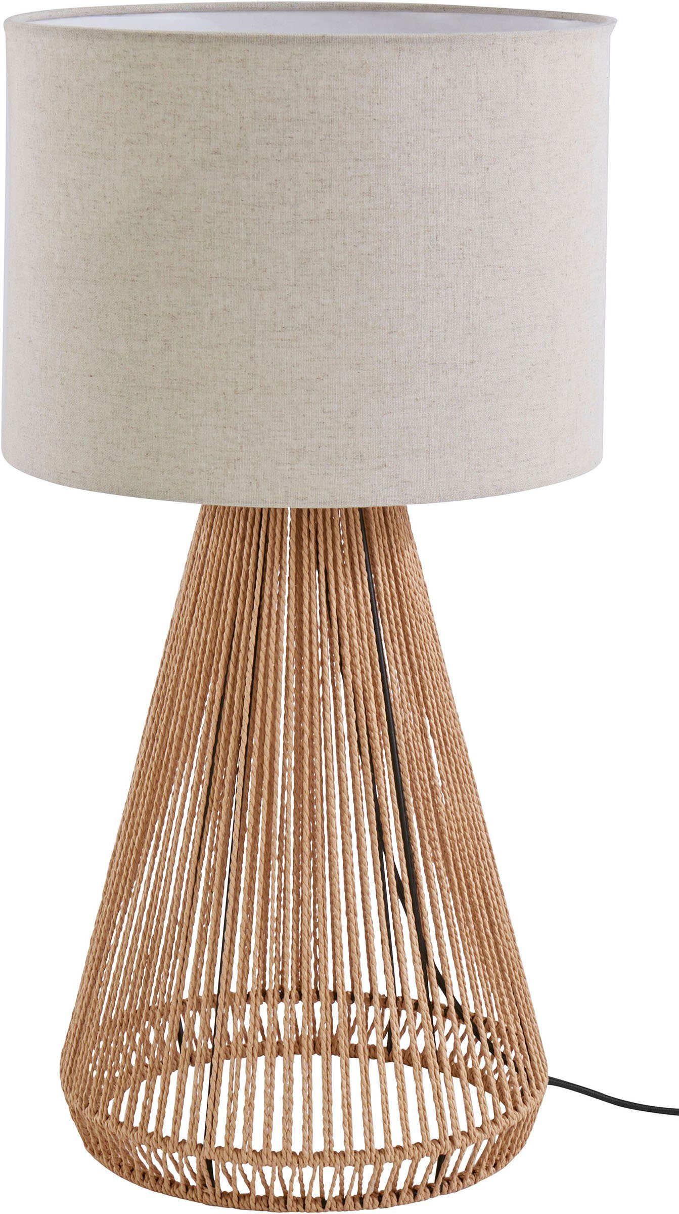 Tischleuchte Tischlampe Keramik Fuß Schirm braun beige 45cm Wohnzimmer Lampe 