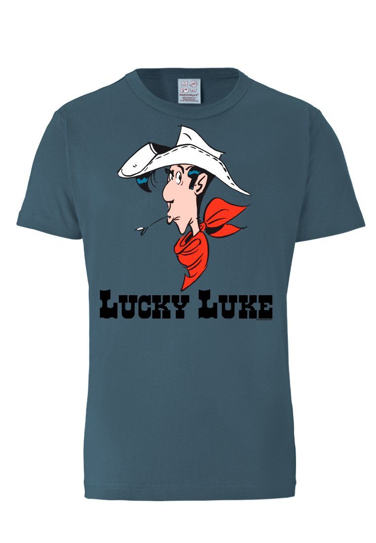 Aufdruck mit Luke T-Shirt Portrait Lucky LOGOSHIRT originellem