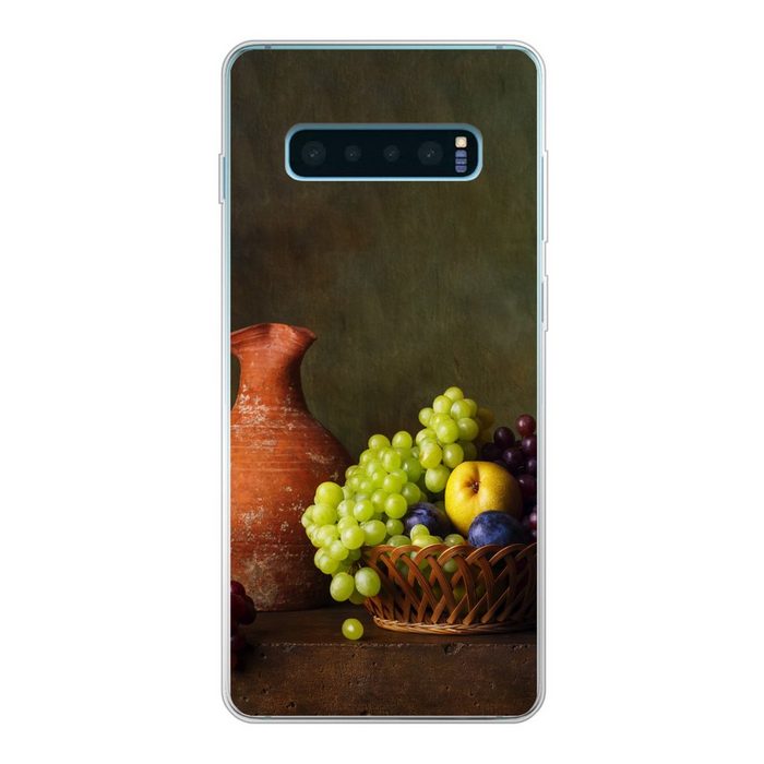 MuchoWow Handyhülle Rustikal - Obst - Korb - Stilleben Phone Case Handyhülle Samsung Galaxy S10+ Silikon Schutzhülle
