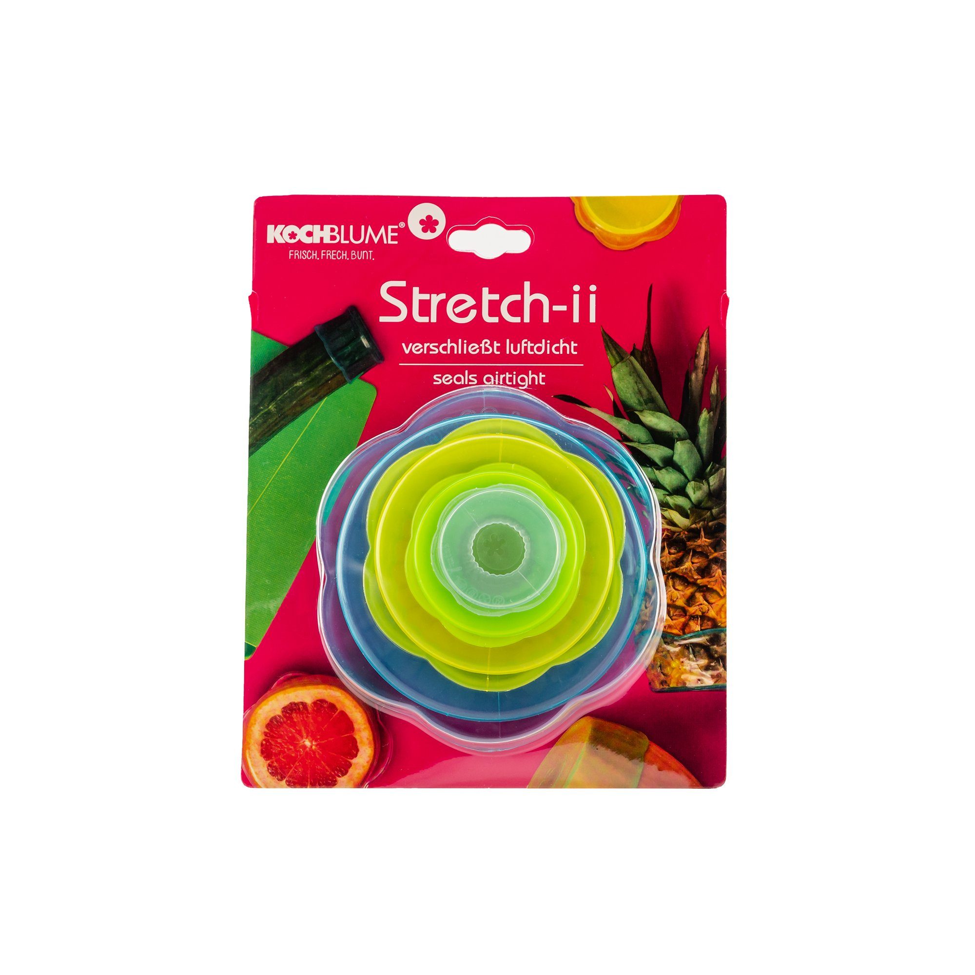 Kochblume Frischhaltedeckel Stretch-ii, (Set, 4-tlg., Farb-Mix), verschließt luftdicht