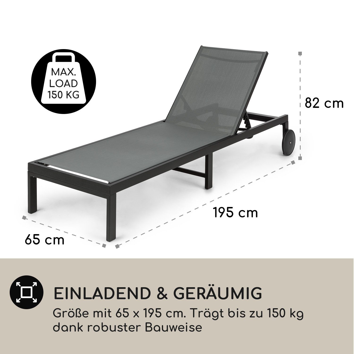 blumfeldt Gartenliege Lucca Lounger Liegestuhl, Sonnenliegen für den