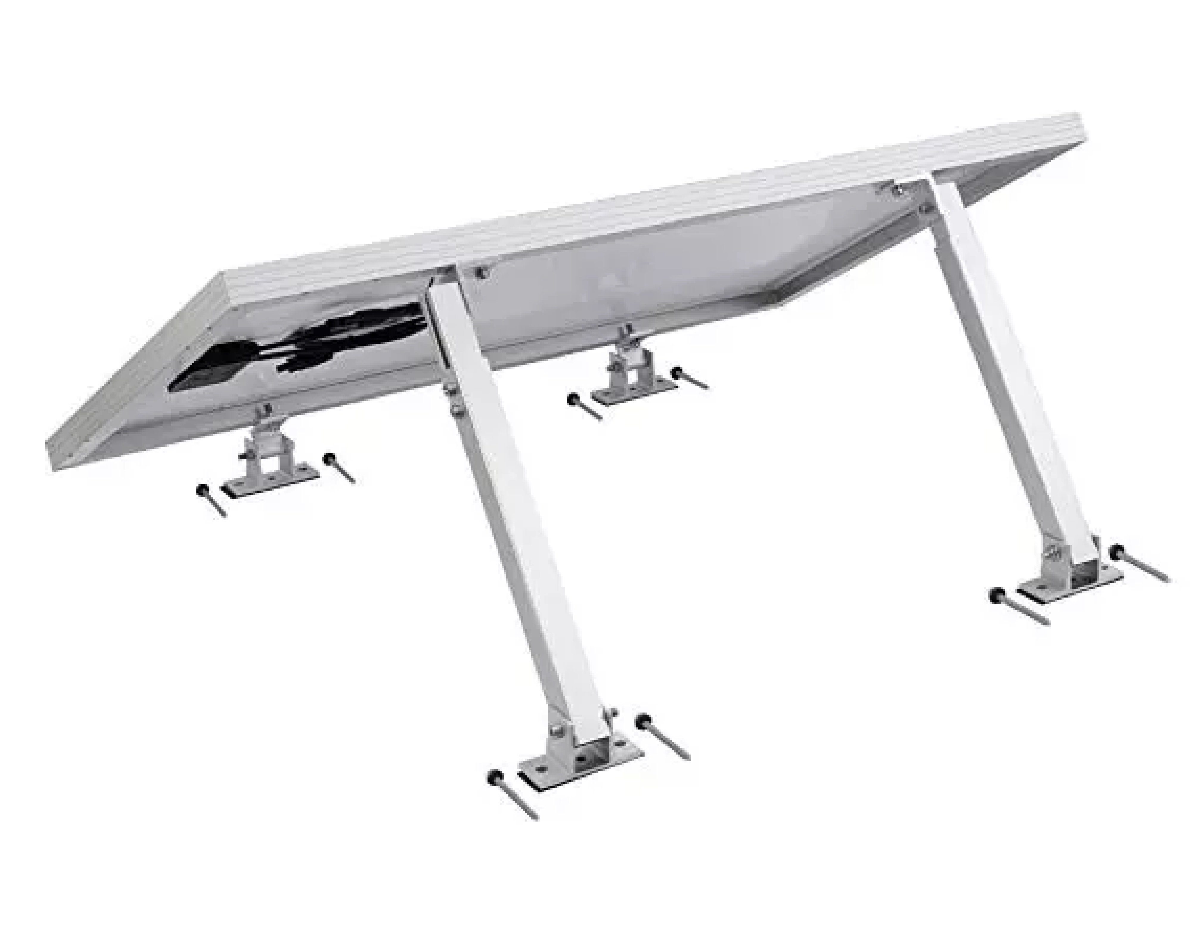 TRANGO Solarmodul-Halterung, (Vario verstellbare Aluminium Solarmodul Halterung für Flachdach, Wand, Boden, Boot, Wohnmobil usw. Universal-Aufstelle mit stufenlos einstellbar Neigungswinkel 10-60° - Solarpanel Befestigung, für jede Flache Oberfläche, netzunabhängige Systeme, nur Halterung)