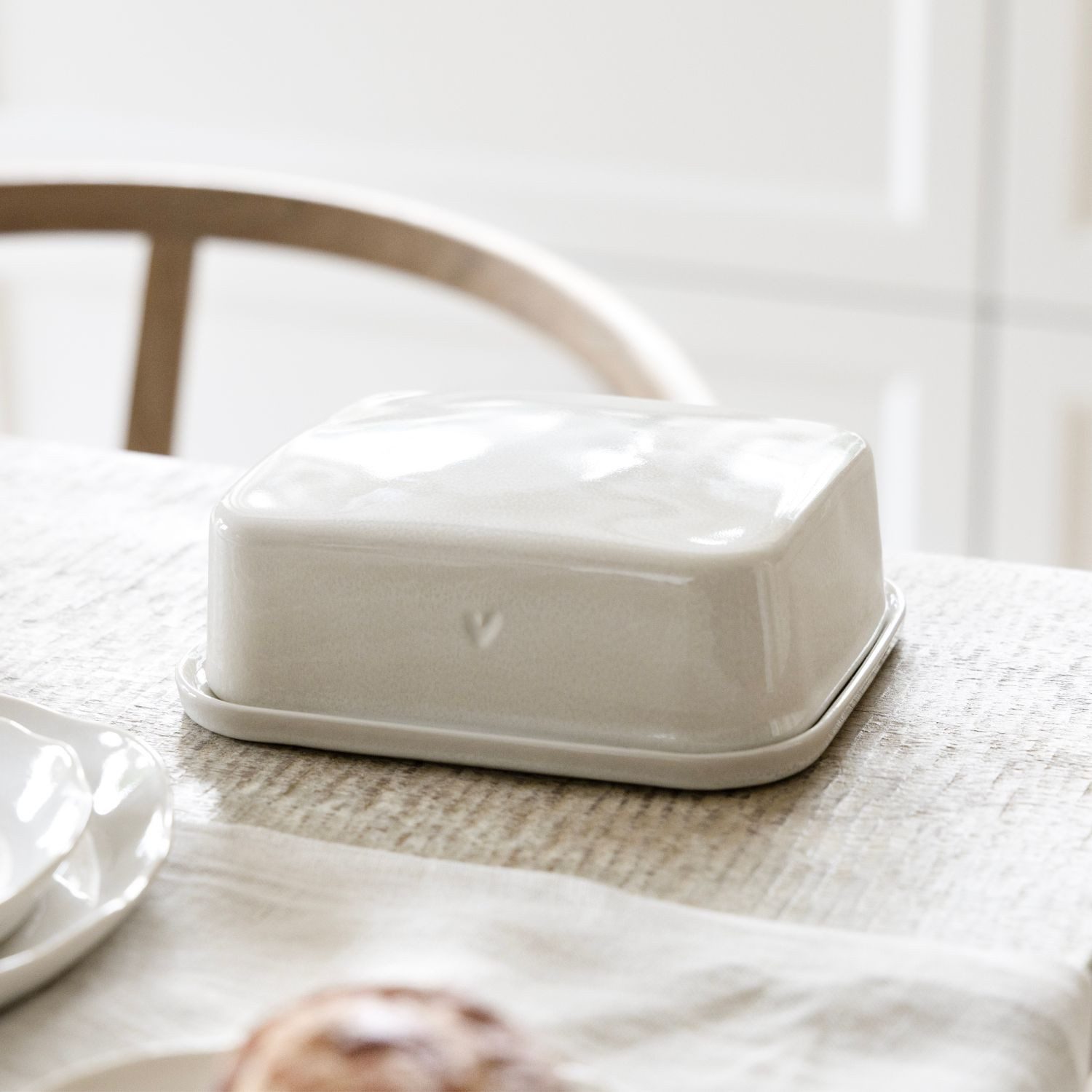 Bastion Collections Butterdose Clear Heart, Stoneware, Spülmaschinengeeignet, Creme, Clear Heart, H: 6cm