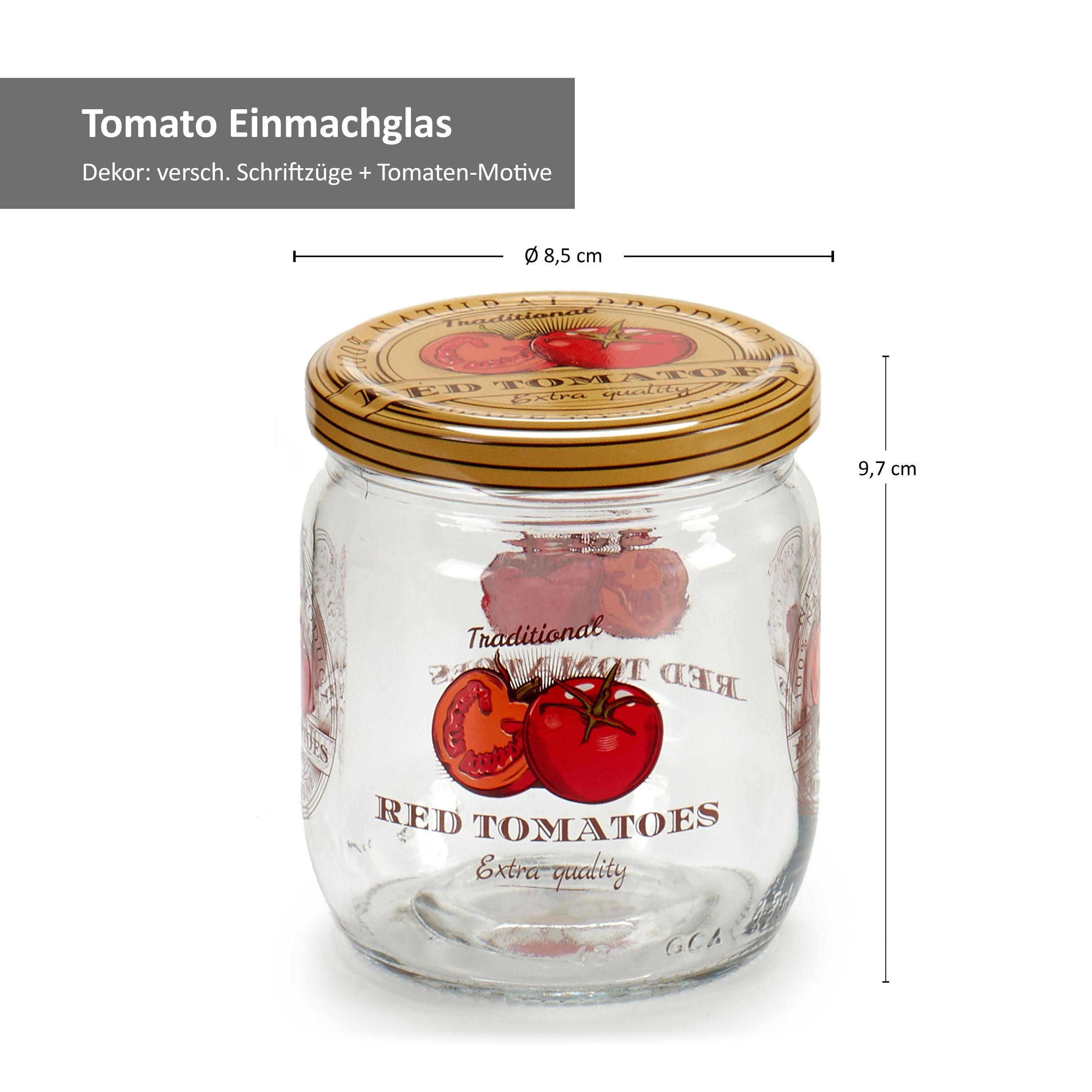 Glas MamboCat Vorratsglas 4er Tomato 425ml, Vorratsglas Set