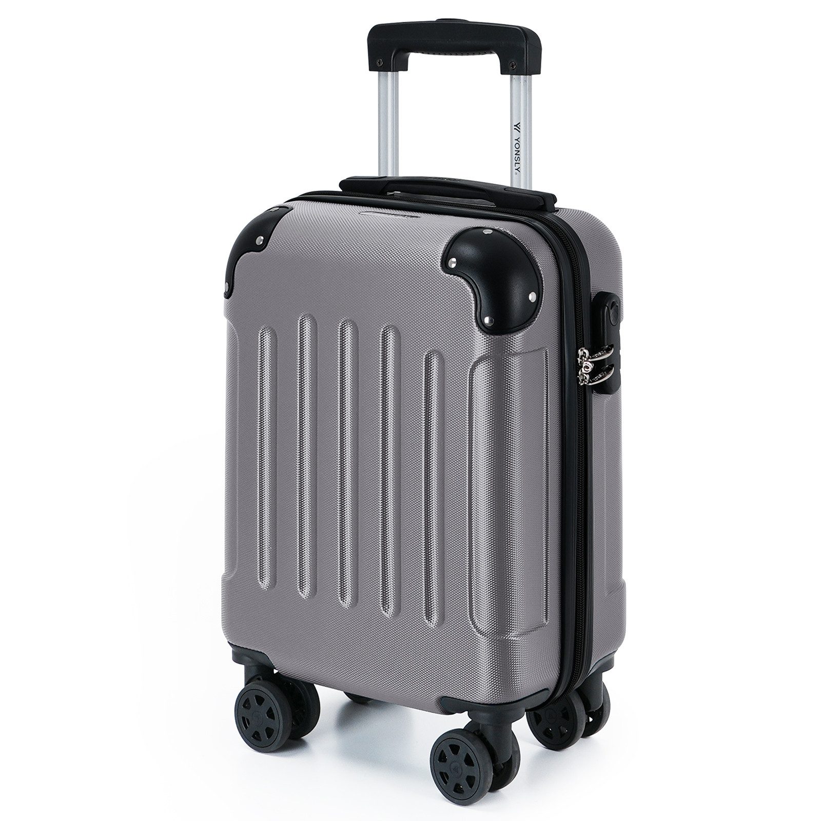 YONSLY Hartschalen-Trolley Hartschalen-Reisekoffer Trolley Rollkoffer in S/M/L/XL Größen, 4 Rollen, mit 360°-Lenkrollen, Zahlenschloss und mehrstufigem Teleskopgriff