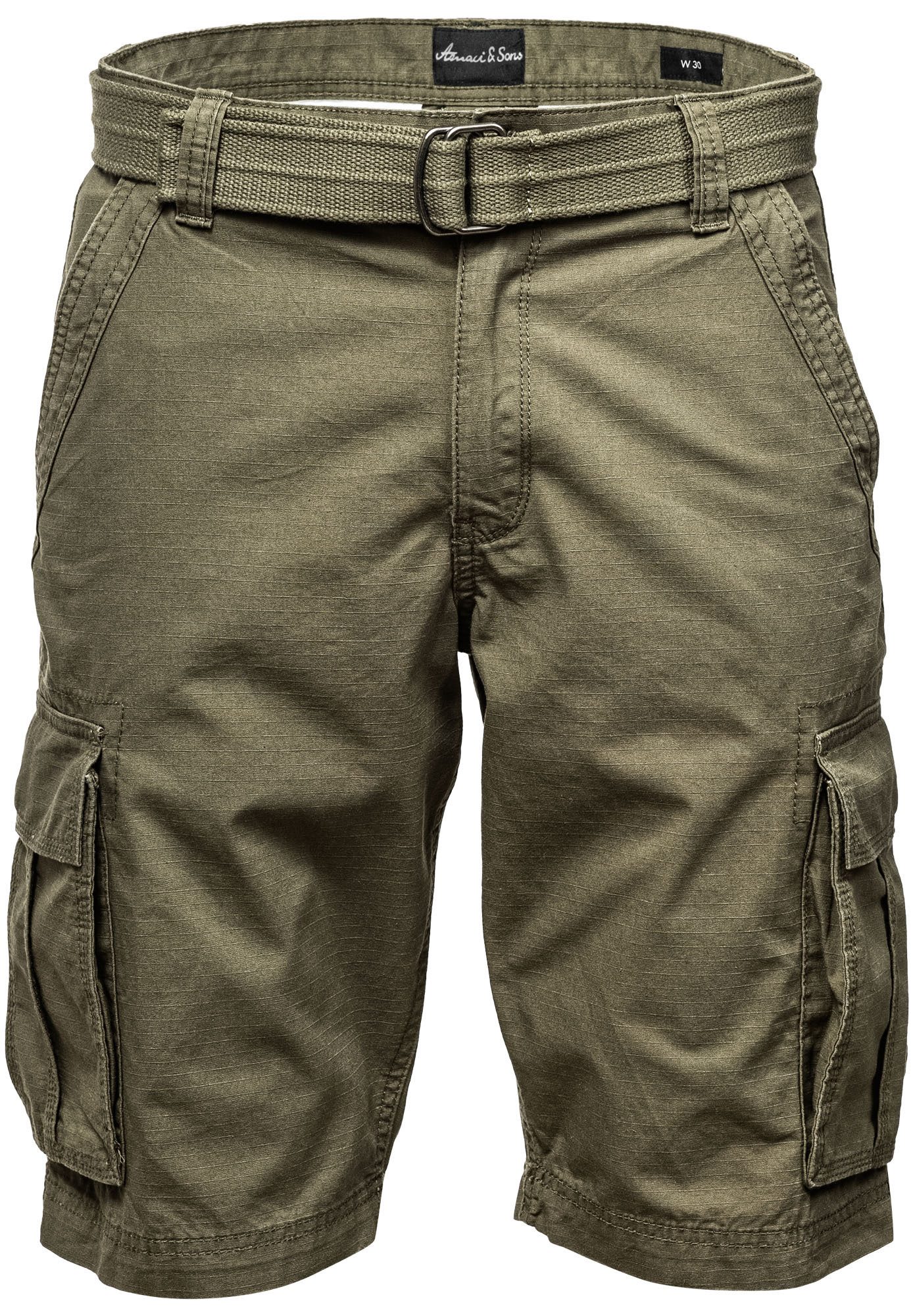 Amaci&Sons Cargoshorts MIDFIELD Chinoshort inkl. Gürtel Herren Bermuda Short Hose Regular Fit inkl. Gürtel