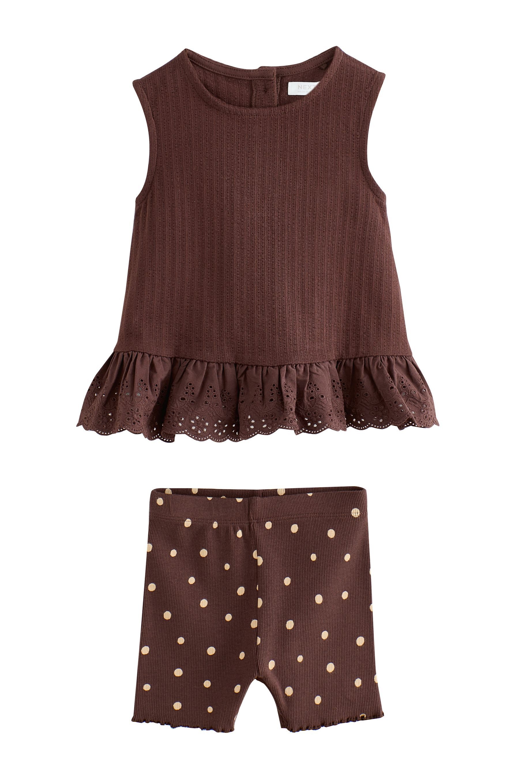 Next Top & Shorts Trägerto mit Lochstickerei und Shorts im Set (2-tlg)