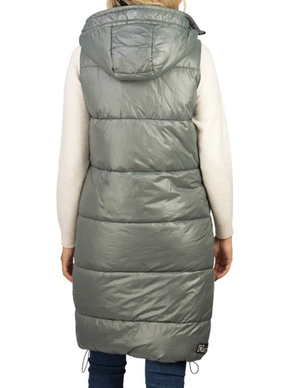 DENIMFY Outdoorjacke Damen Steppweste DFCaro Regular Fit knielange Übergangsweste mit Kapuze – Bild 2 von 4