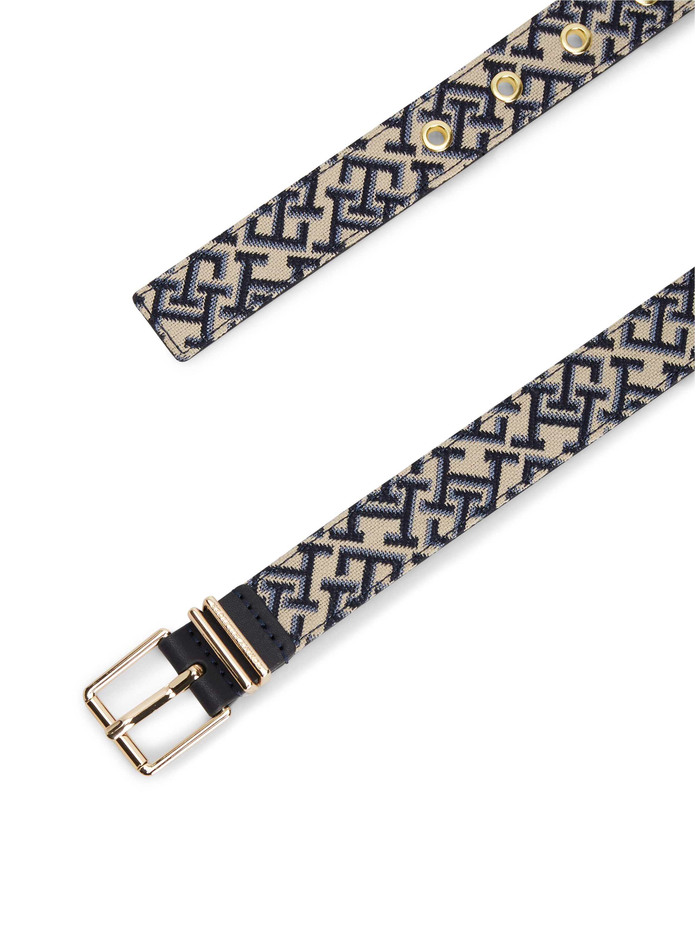 Tommy Hilfiger Synthetikgürtel TH SQUARE Jacquard-Gürtel mit doppelter Gürtelschlaufe und eckiger Schnalle – Bild 4 von 4