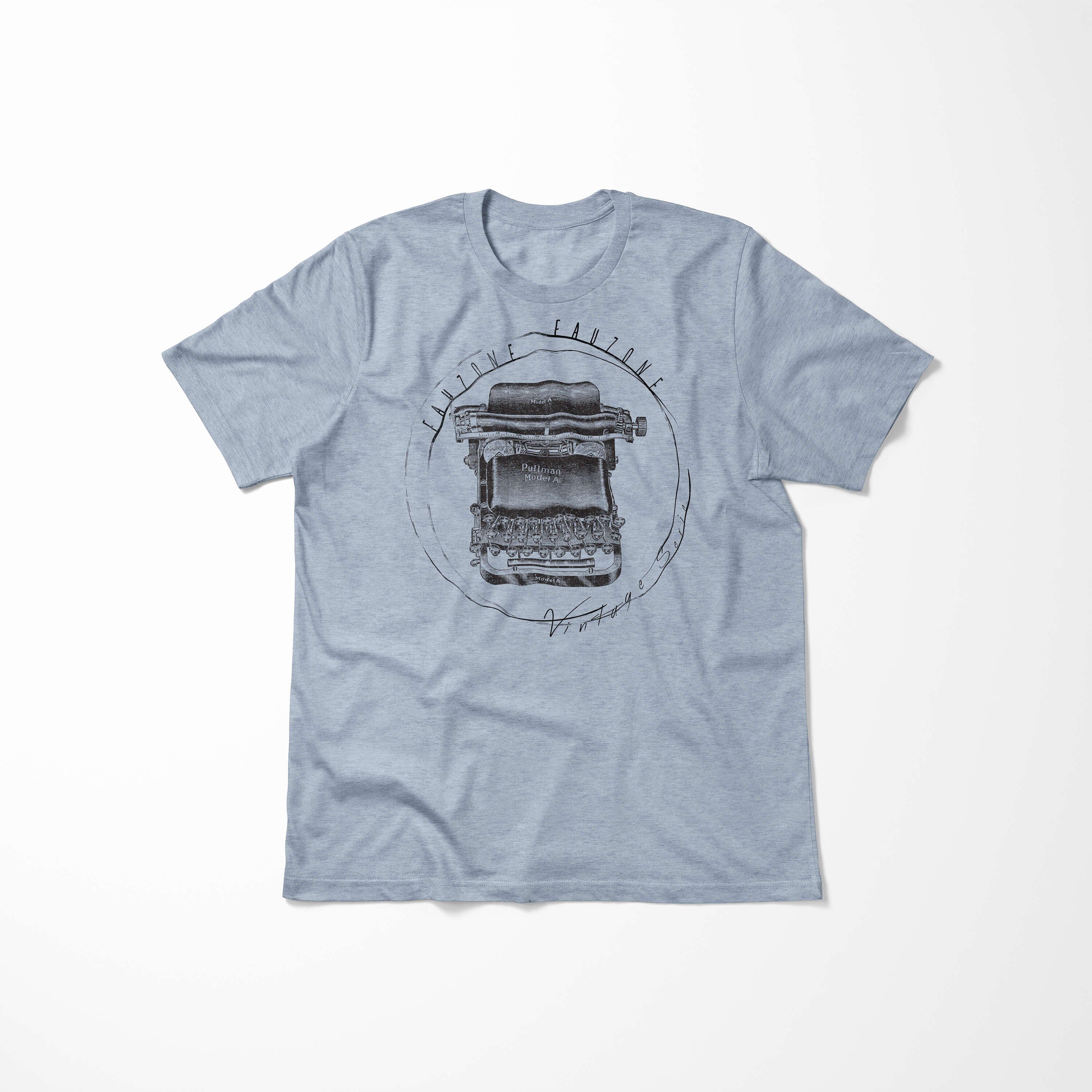 Herren Denim Art Stonewash T-Shirt Sinus Vintage Schreibmaschine T-Shirt