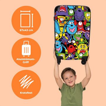 NoBoringSuitcases.com© Koffer Muster - Monster - Lustig - Abstrakt - Mädchen - Jungen 67x43x25cm, 4 Rollen, Mittelgroßer Koffer für Kinder, Trolley