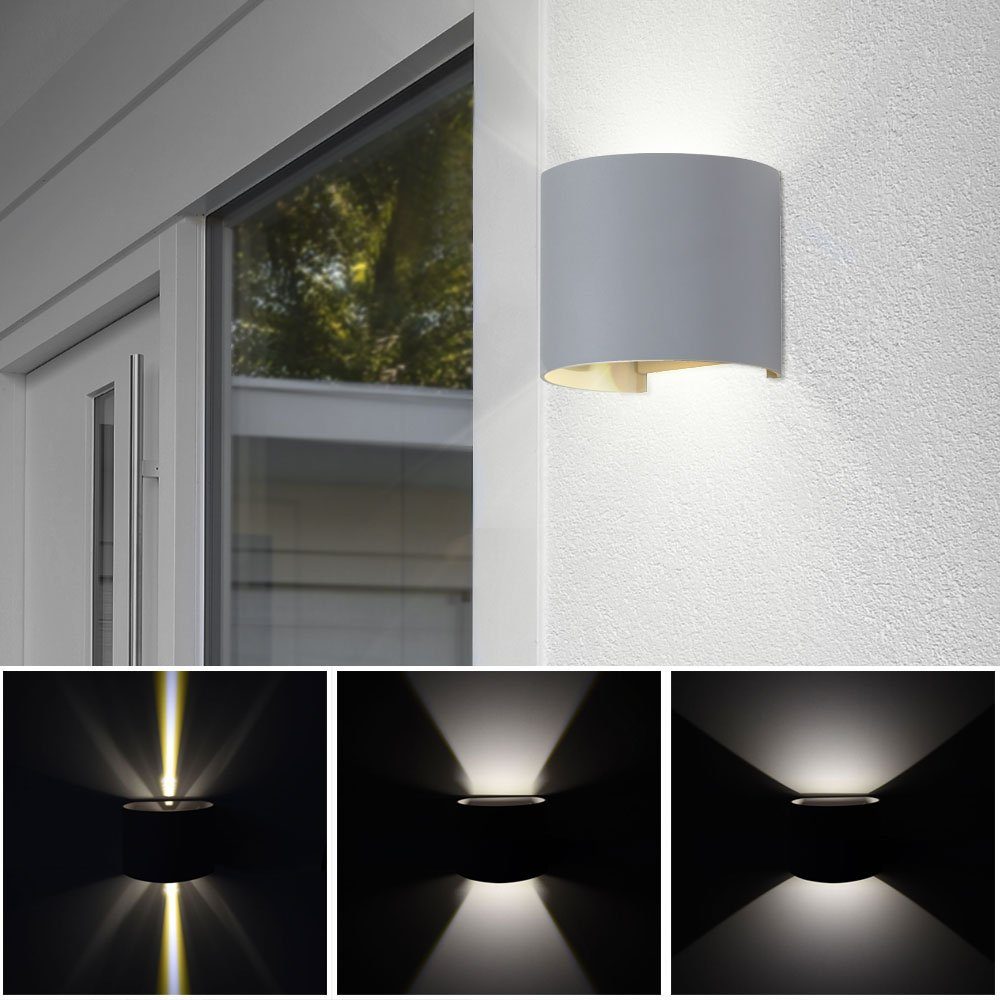 etc-shop Effekt Terrassen Bereich LED fest Außen LED-Leuchtmittel Neutralweiß, Flügel Leuchte Außen-Wandleuchte, Wand verbaut, DOWN Lampe UP