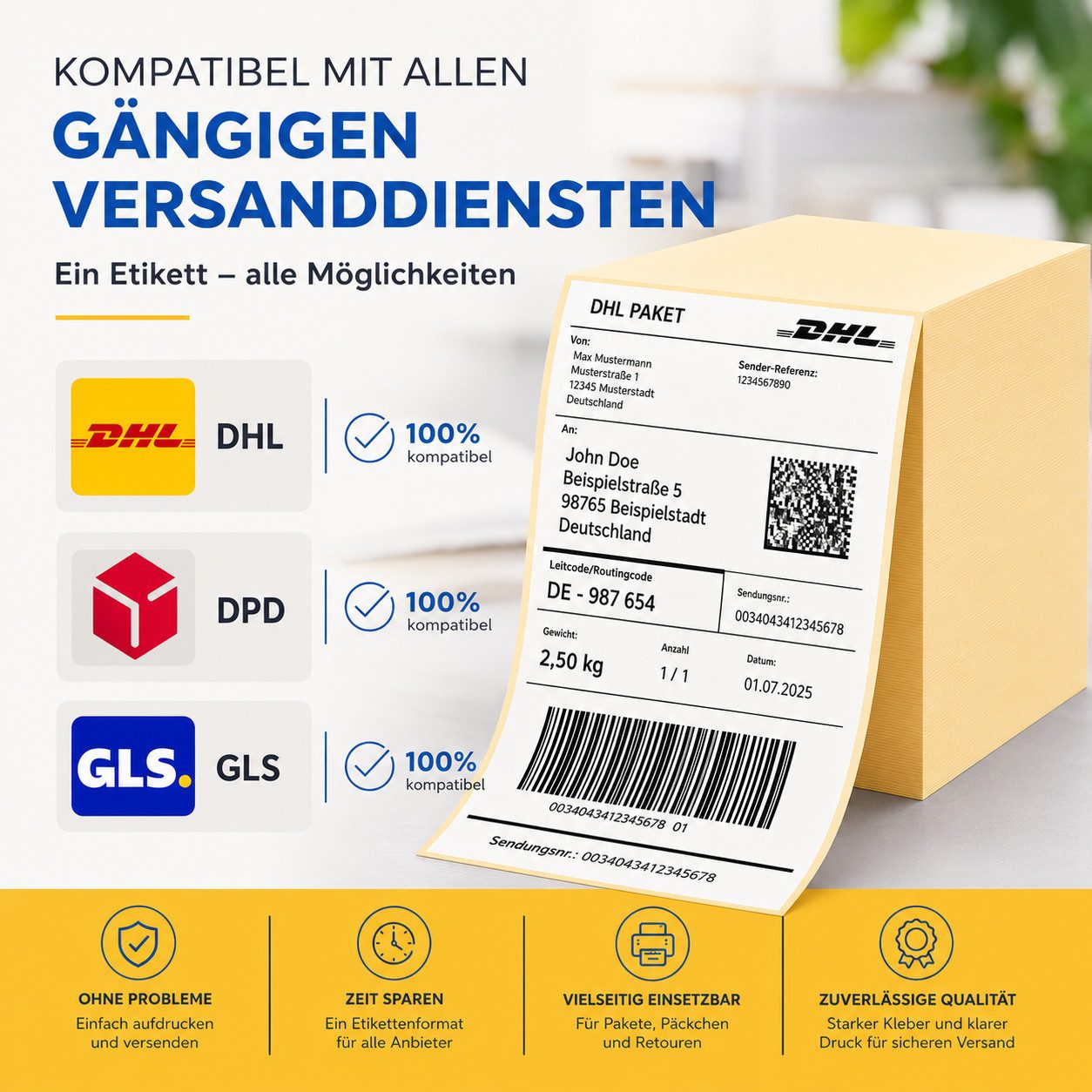 TK Gruppe Etiketten Versandetiketten 20 x 11 cm – Versandaufkleber DHL DPD GLS Label