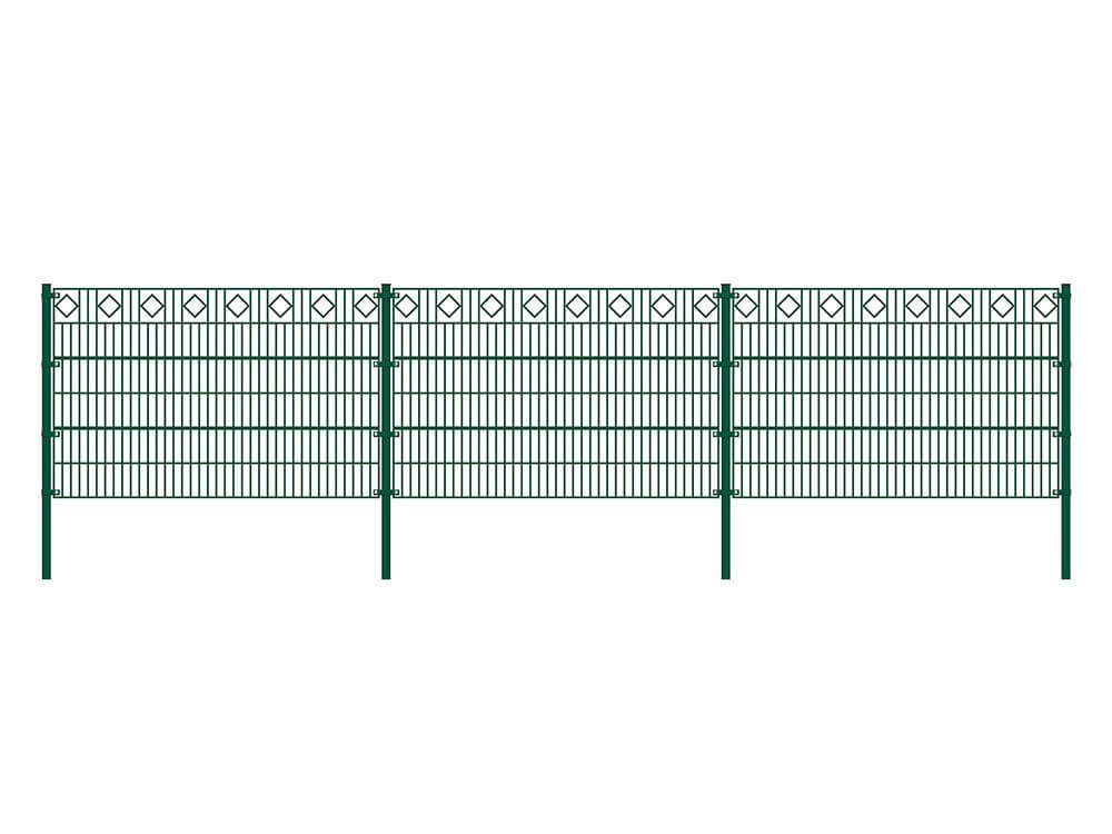 HOME DELUXE Holzfliesen Doppelstabmattenzaun RAUTE, schnelle und einfache Begrenzung der Außenanlagen