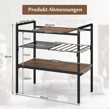 COSTWAY Beistelltisch, mit abnehmbarer Platte & Gitterablage, 60x33,5x61cm