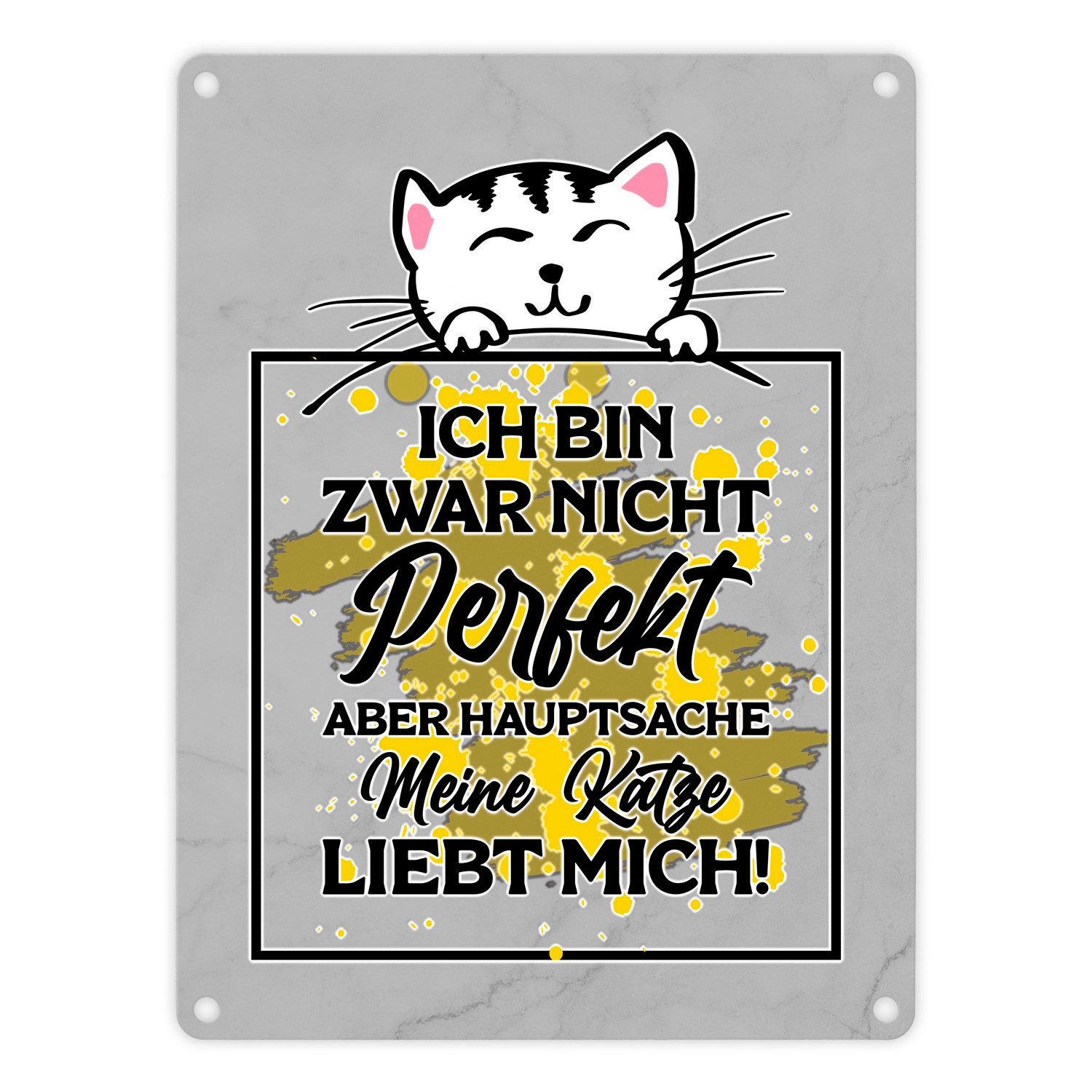 speecheese Metallschild Meine Katze liebt mich Katzen Spruch