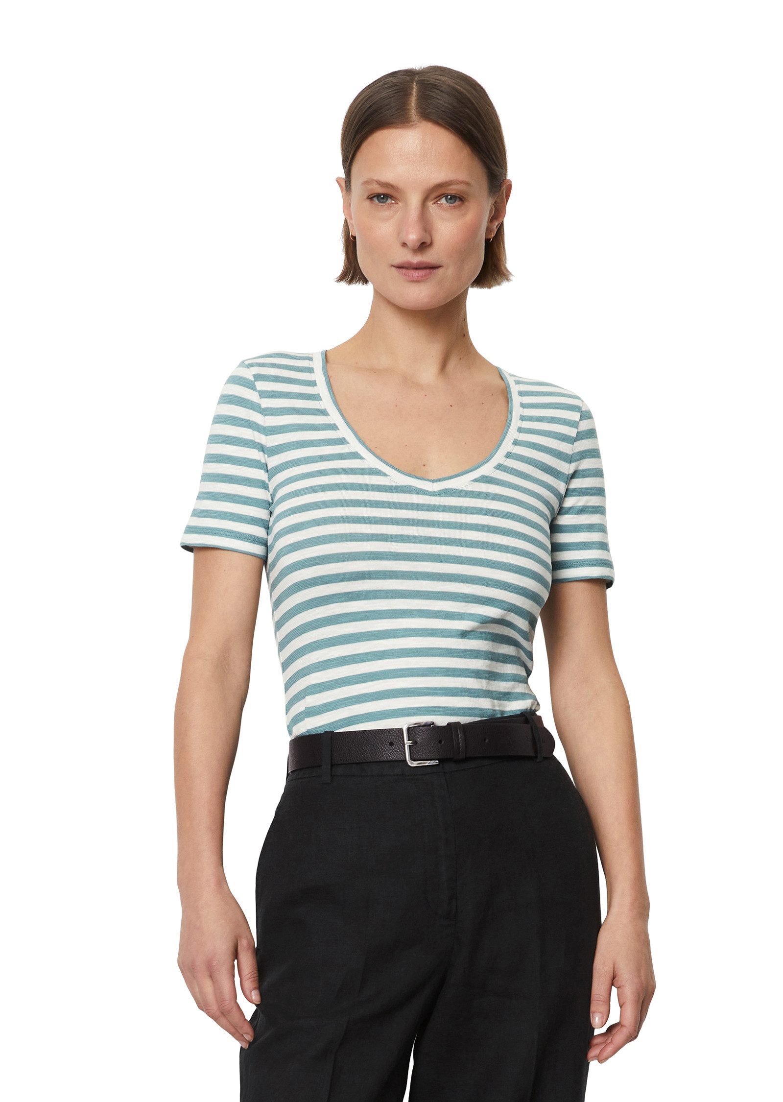 Marc O'Polo T-Shirt abgerundeter V-neck, locker günstig online kaufen
