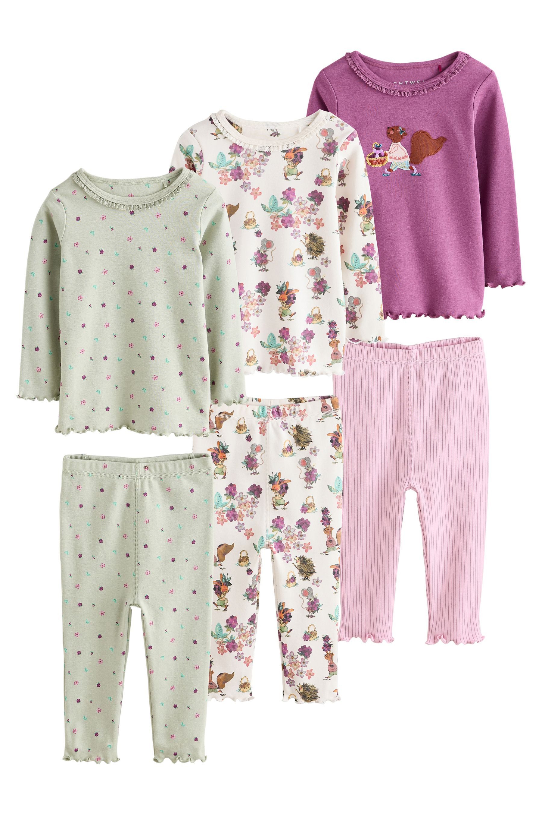 Next Pyjama Snuggle Schlafanzüge, 3er-Pack (6 tlg)