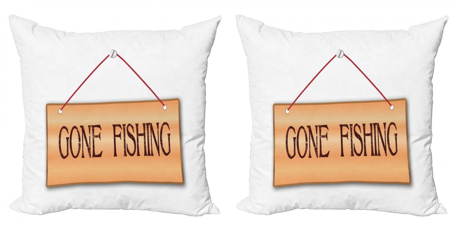 Stück), (2 Fishing Accent Doppelseitiger Gehängt Digitaldruck, Bild Abakuhaus Kissenbezüge Gone Schild Modern