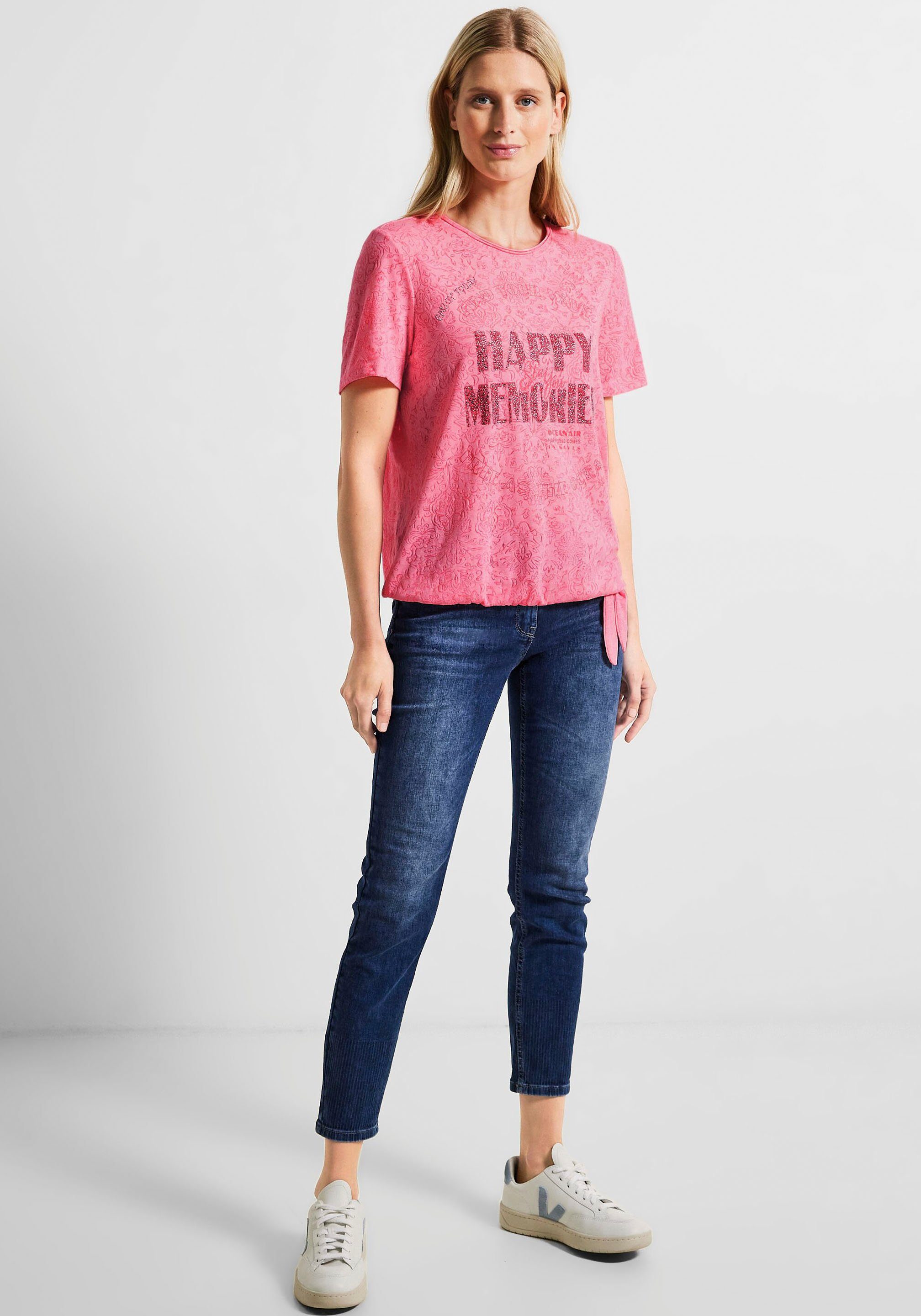 ausgebrannter neon in soft T-Shirt Cecil Optik pink