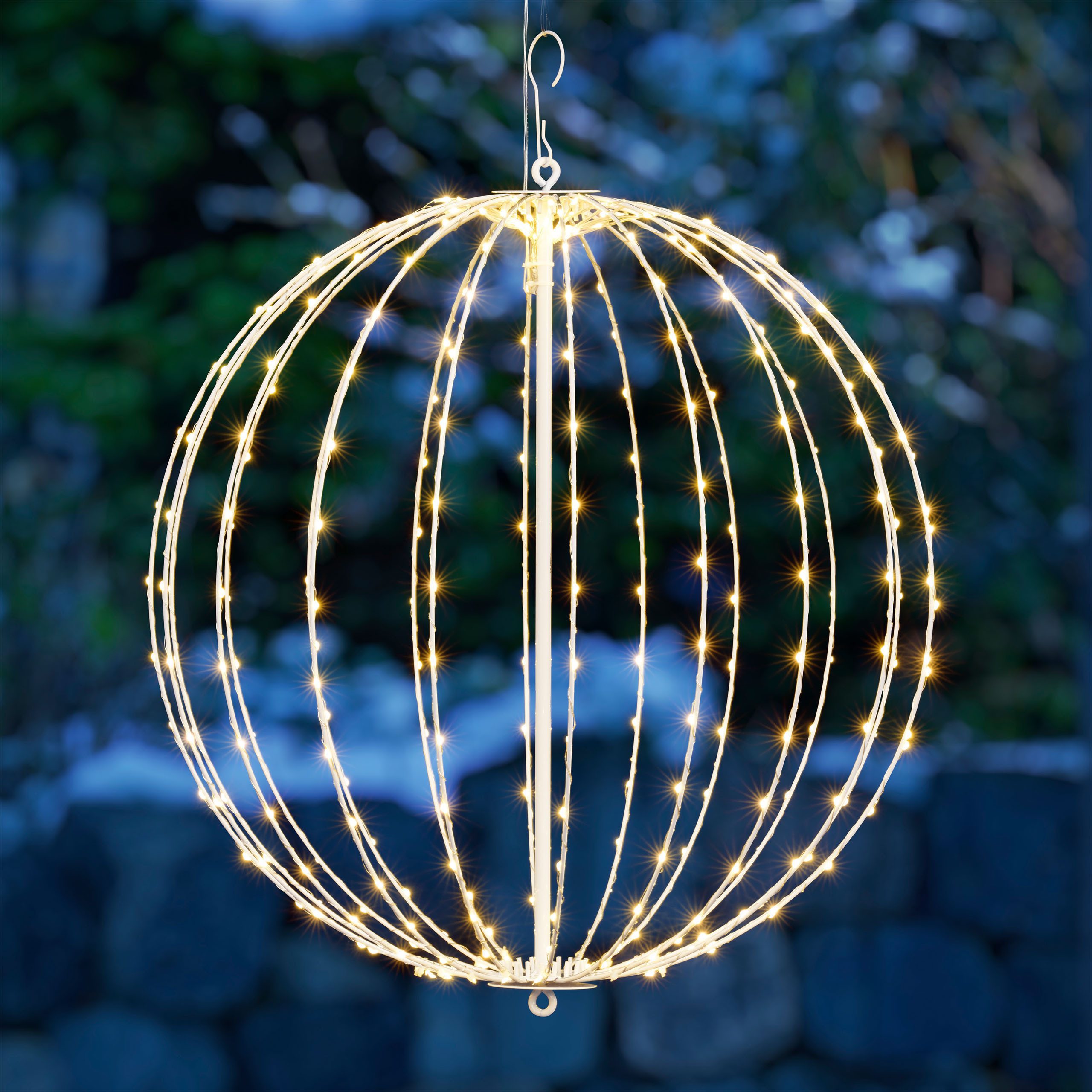 OTTO home LED Kugelleuchte LED-Leuchtkugel THALLIA, Timerfunktion, LED fest integriert, Warmweiß, 6/18-h Timer, IP44, 5 m Zuleitung