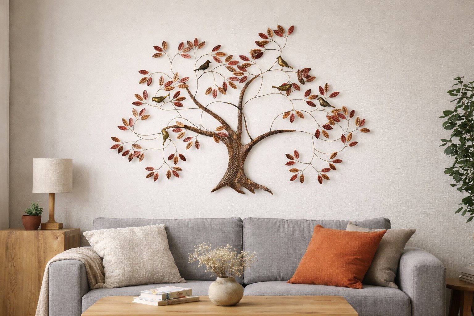 moebel-direkt-online Wanddekoobjekt Große Metalldekoration Baum mit Vögeln, detailreich, Breite 121cm