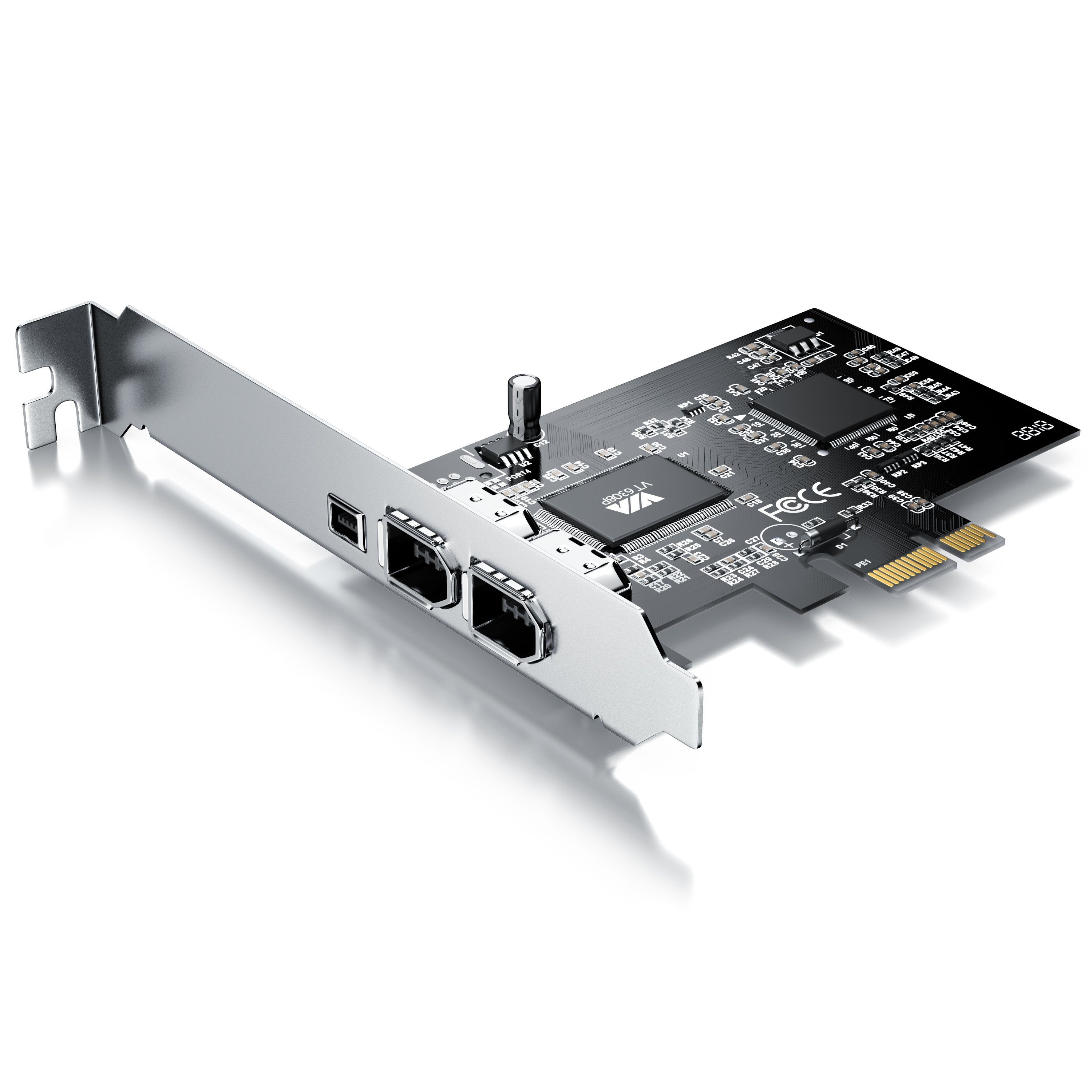 CSL PCI Firewire Karte, Erweiterungskarte, 1394a 1394b Controller Karte Netzwerk-Adapter PCIe zu FireWire (IEEE 1394), PCI-E 3 Anschlüsse, 2 x 6 Pin und 1 x 4 Pin für Desktop-PC