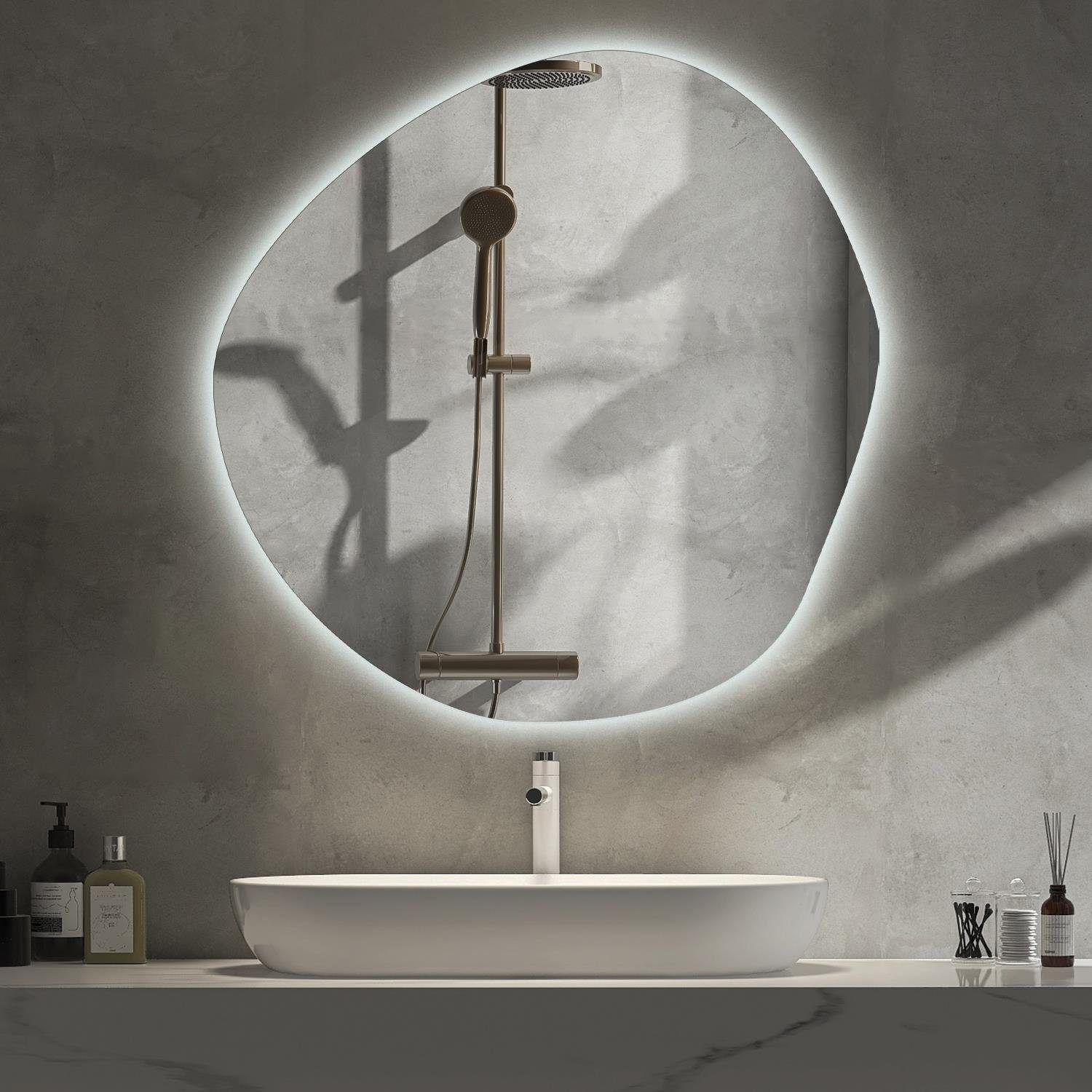 LED 6500K) Beleuchtung Spiegel mit Tulup Badezimmerspiegel Badspiegel (Kaltweiß