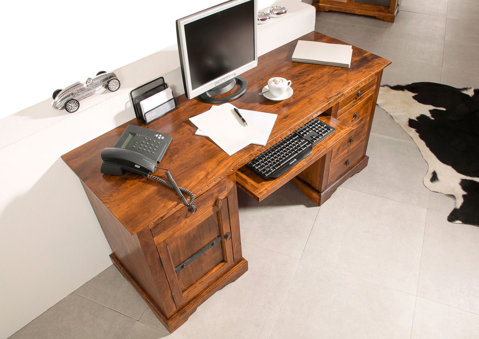 Massivmoebel24 Schreibtisch Schreibtisch Akazie 158x54x76 honig  günstig online kaufen