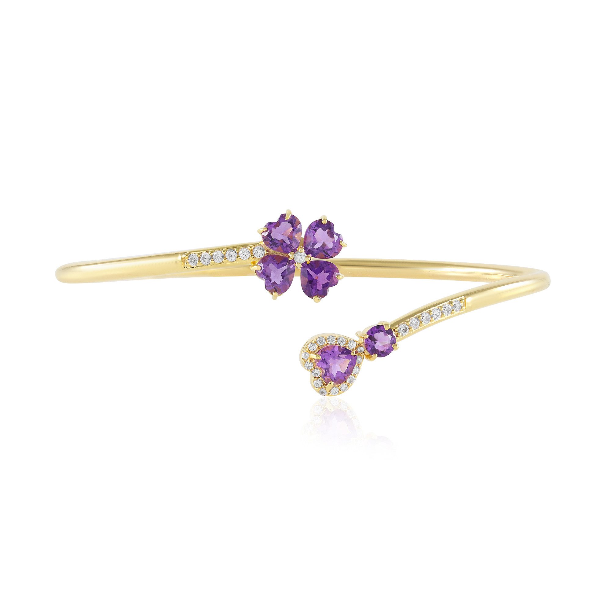 Cavill Silberarmband Cavill Silberarmreif mit 2,62 ct Amethyst, Zirkonia, Blumenmuster (1-tlg)