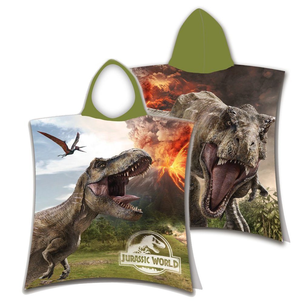 Jurassic World Badeponcho Kapuzen Poncho Kinder Badetuch T-Rex Dino Bademantel Strandtuch, Kapuze