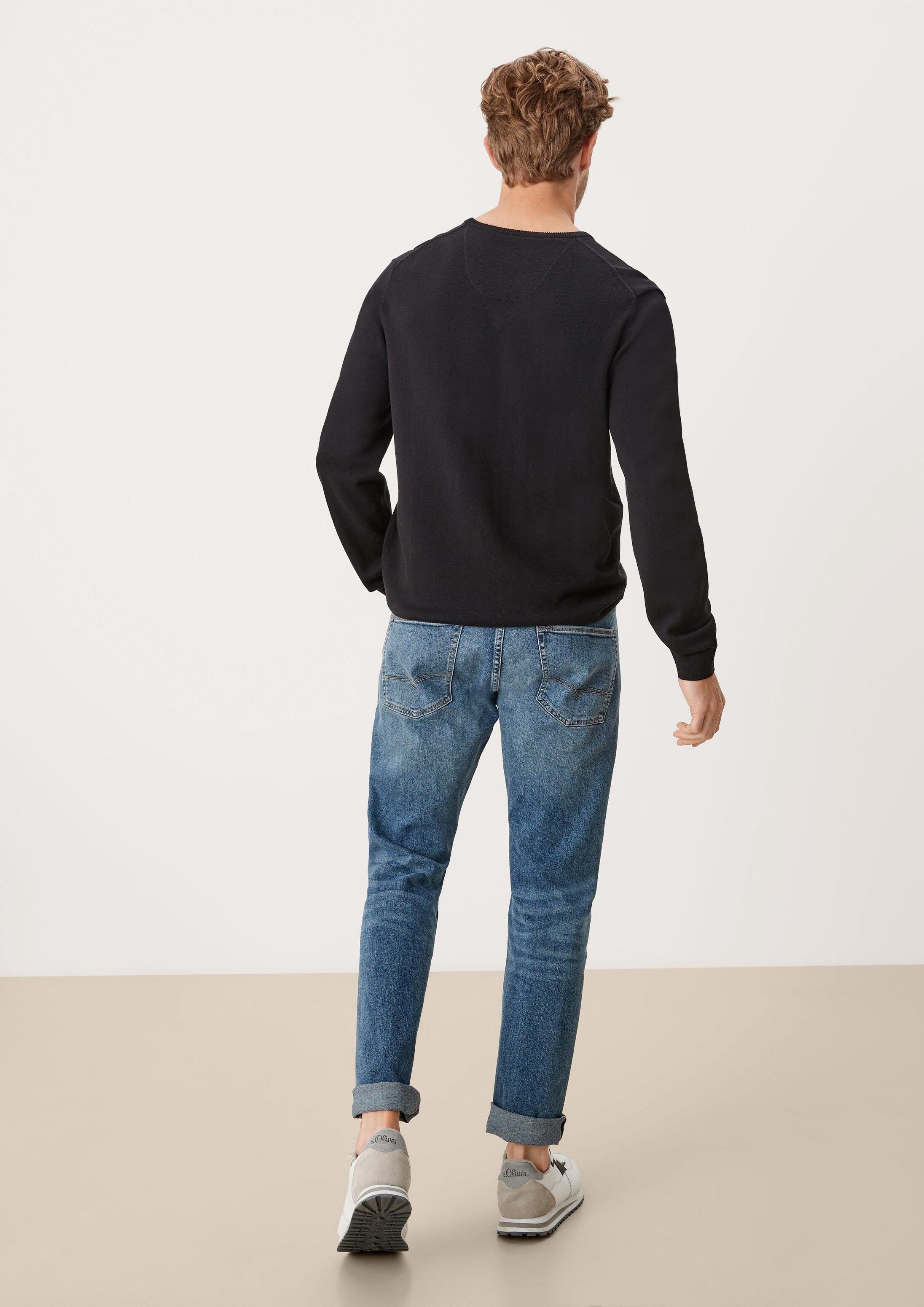 s.Oliver Longpullover Strickpullover Feinstrickpulli mit V-Ausschnitt