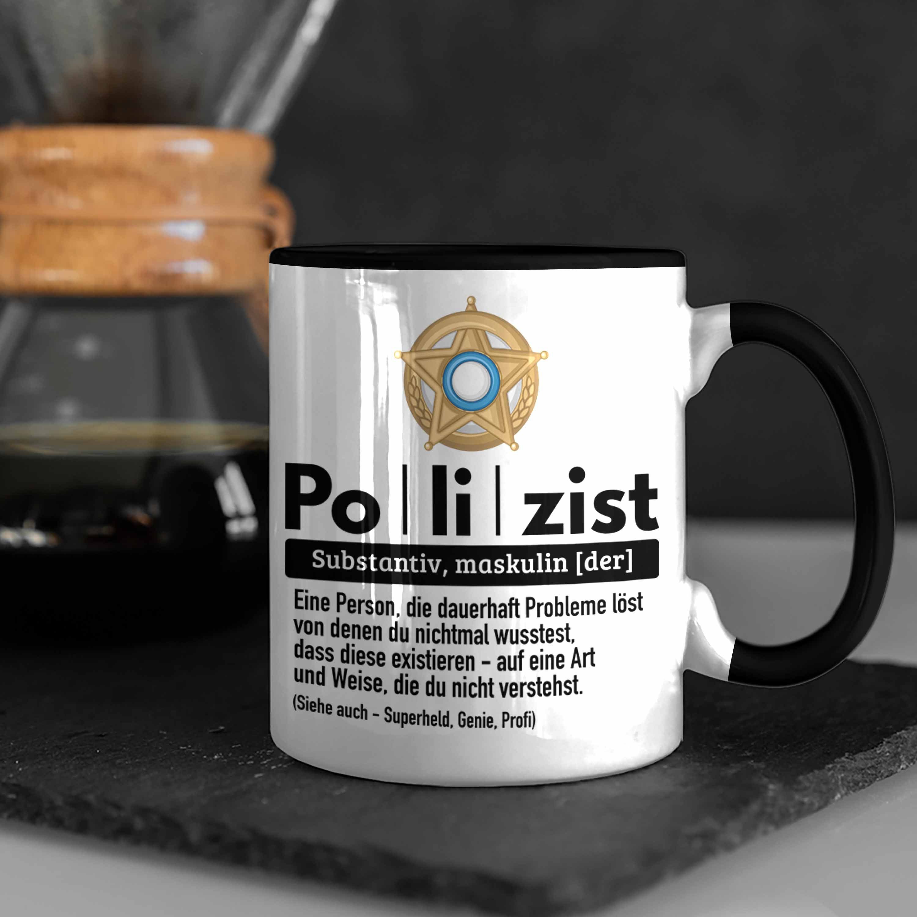 Schwarz Tasse Polizist Lustiger Trendation Bester Definition Spruch Tasse Polizei Geschenk