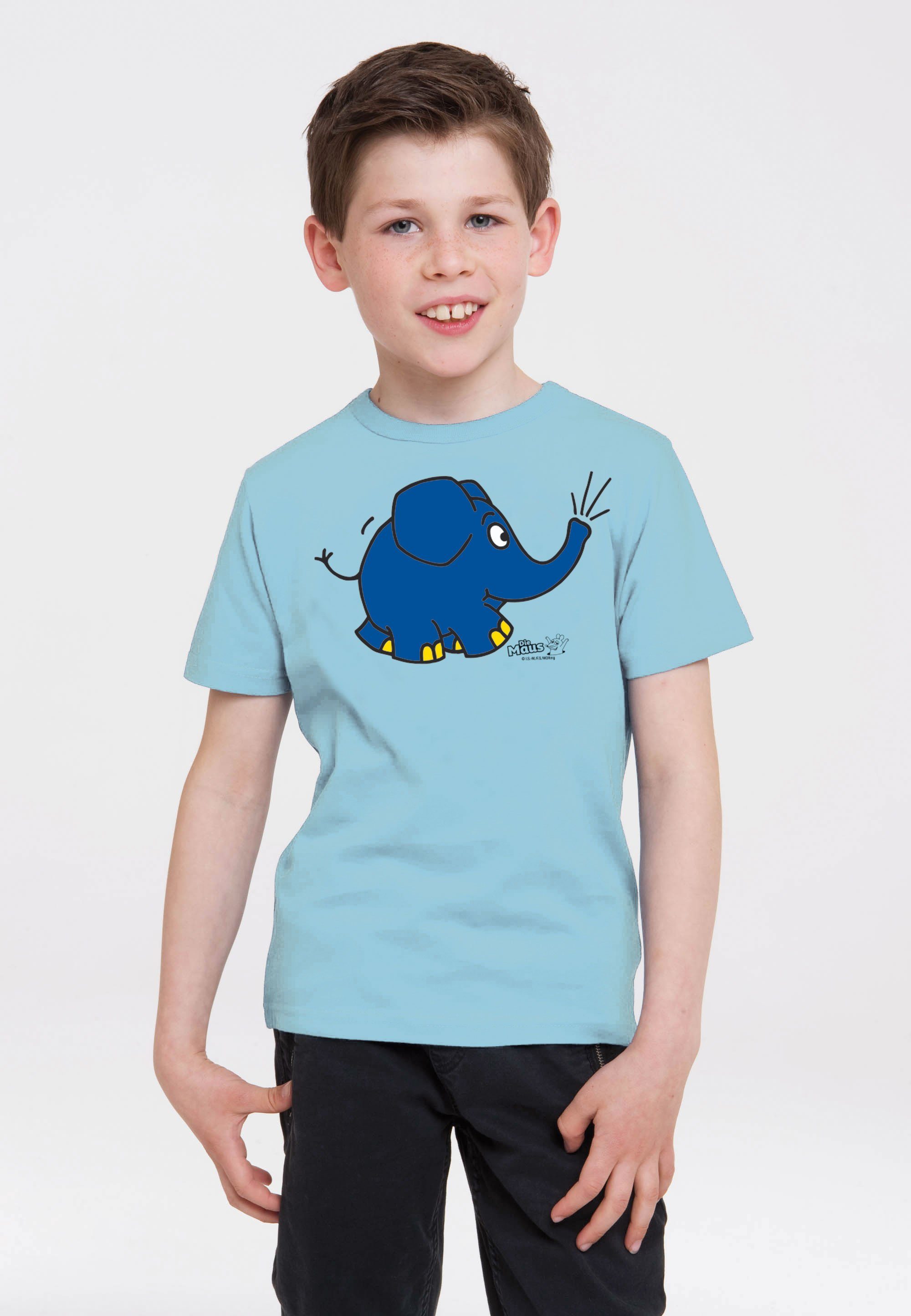 LOGOSHIRT T-Shirt Sendung mit der Maus - Elefant Törö mit coolem Print hellblau