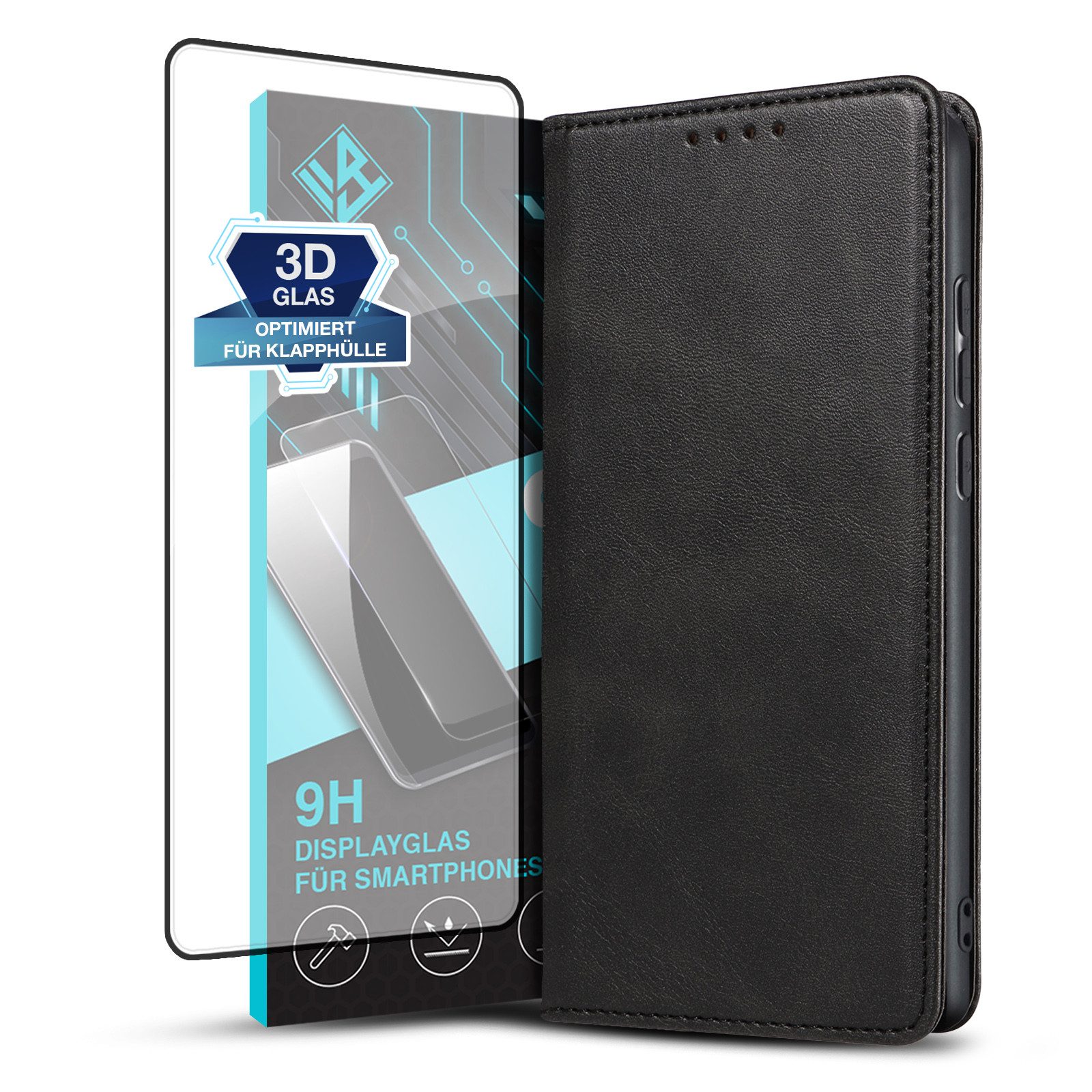 Tec-Expert Handyhülle Tasche Hülle für Xiaomi Redmi Note 13 Pro+ 5G 6.67 Zoll, 6.67", Cover Klapphülle Case mit Kartenfach mit Displayglas