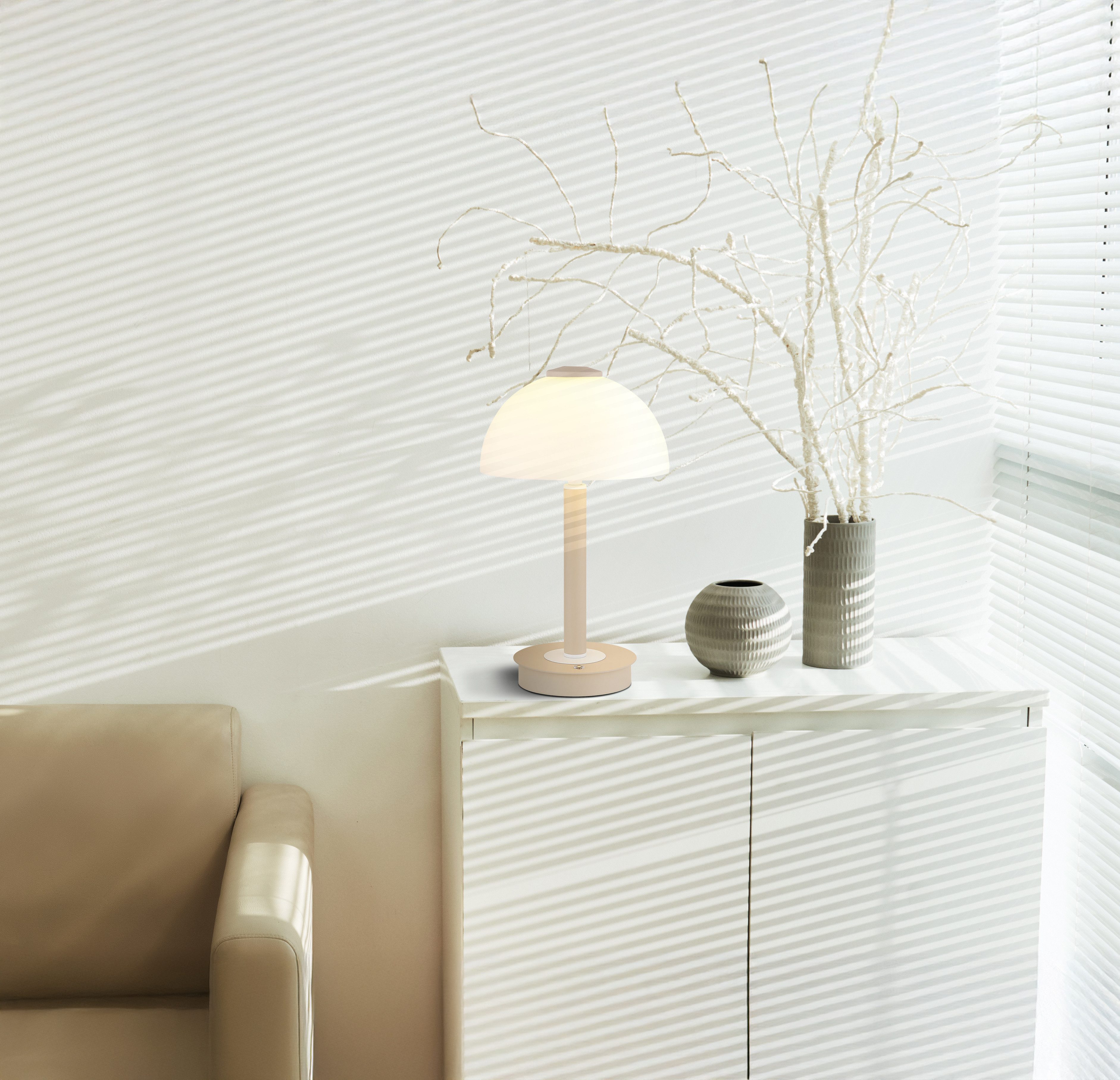 GLOBO LIGHTING Tischleuchte ULDIN, LED fest integriert, Warmweiß, Tischleuchte, Glas opal, Touchdimmer, LED 7W