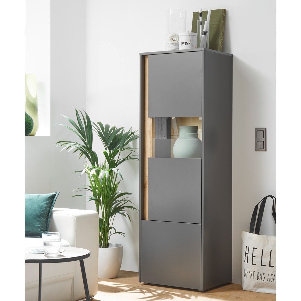 Lomadox Vitrine CRISP-61 Wotan Eiche Nb. 50/155/40 cm