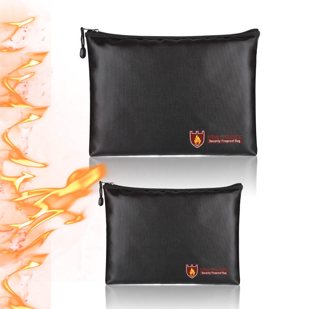 MOPUEA Dokumententasche Dokumententasche Feuerfest und wasserdicht Faltbar mit Reißverschlüsse (Feuerfeste und wasserdichte Sicherheitstasche, 2-tlg., Schützt vor Feuer, Wasser, Hitze und Rauch – ideal für Notfälle), Faltbar, wasserdicht, hitzebeständig bis 1000 ℃, vielseitig nutzbar