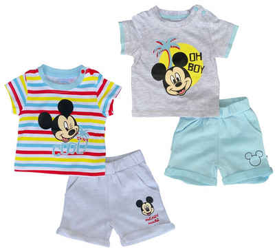 Disney Baby T-Shirt & Shorts Baby Set 2X T-Shirt und Shorts 4 Teile Mickey Mouse Gr. 62 68 80 86 92 für Jungen 3 6 12 18 24 Monate
