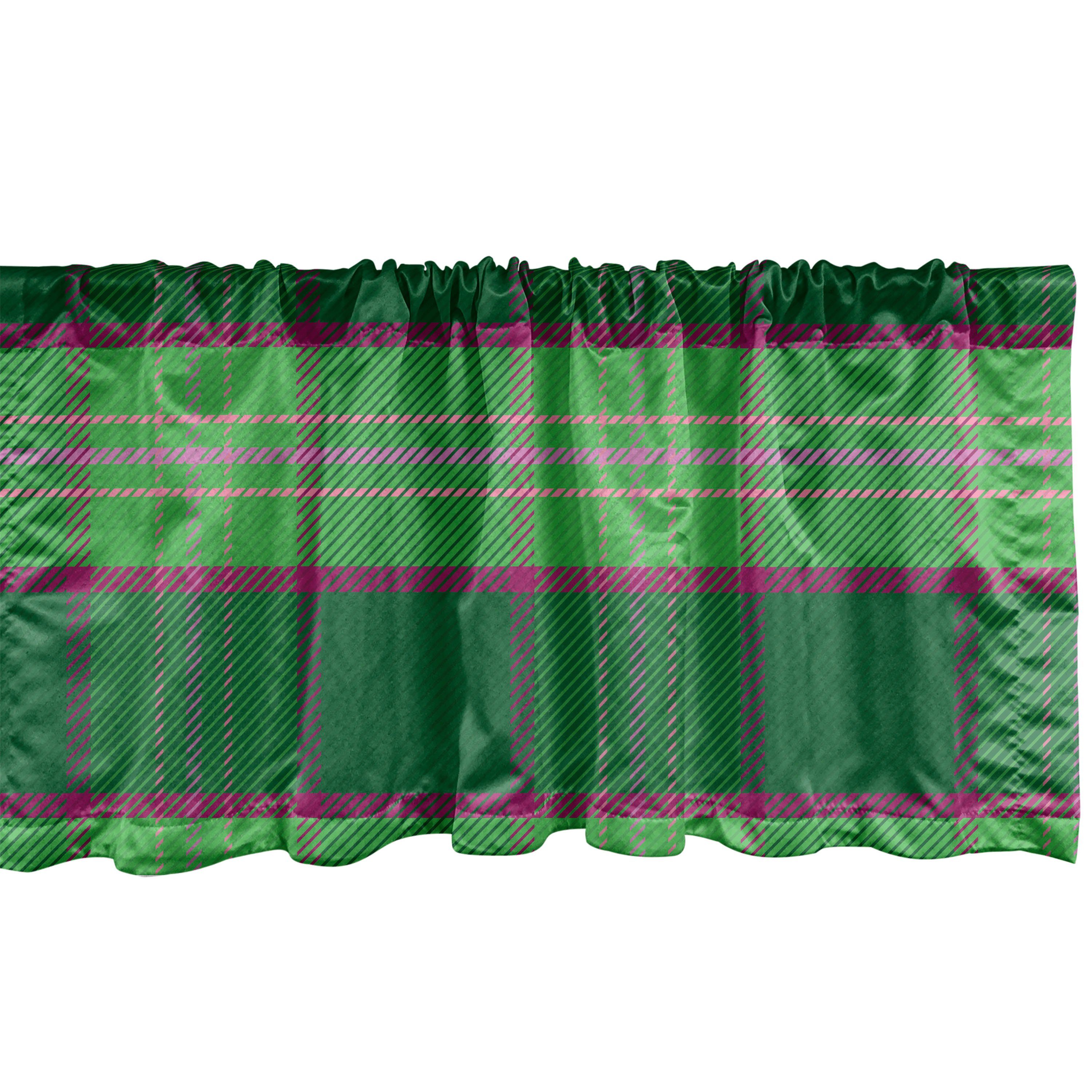 Scheibengardine Vorhang Volant für Küche Schlafzimmer Dekor mit Stangentasche, Abakuhaus, Microfaser, Abstrakt Diagonal Tartan Angespornt