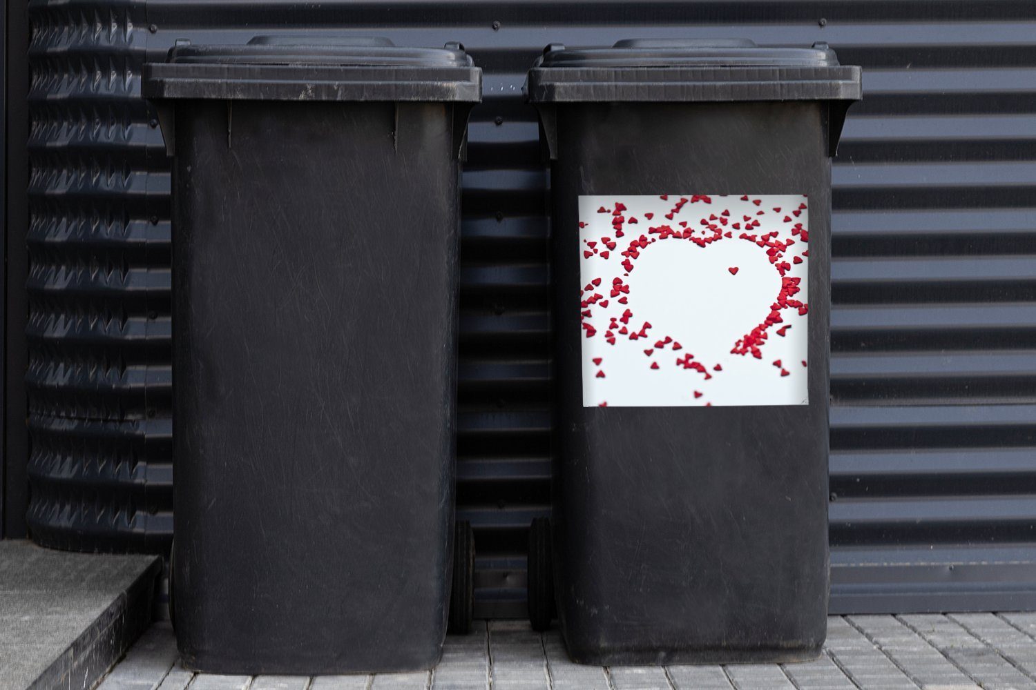 MuchoWow Wandsticker Mülltonne, Container, der Mülleimer-aufkleber, Valentinstag Herzform für Abfalbehälter Herzen St), Sticker, (1