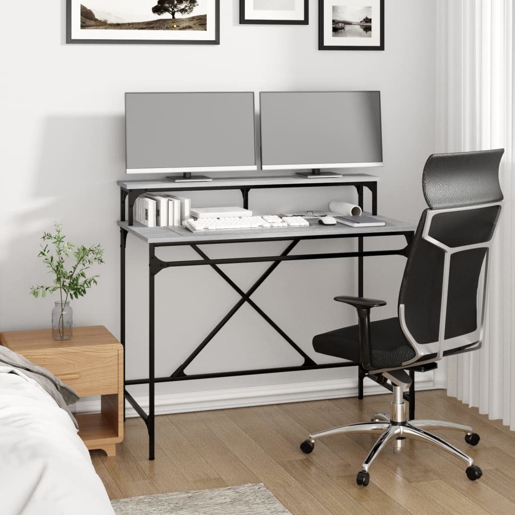 Eisen Holzwerkstoff Schreibtisch furnicato cm Sonoma und 100x50x90 Grau