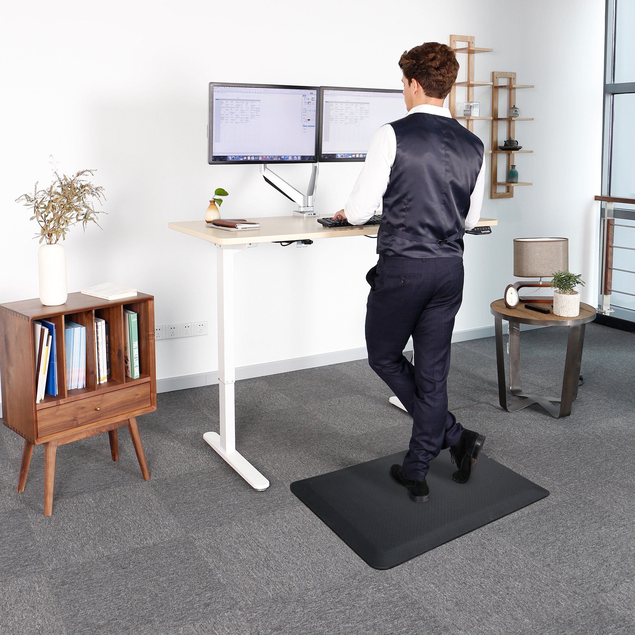 FLEXISPOT Bodenmatte MT1B, Steh-Bodenmatte, Anti-Rutsch-Design, Müdigkeit, Küche, komfortabel Schwarz für gegen Schreibtisch, Bodenmatte