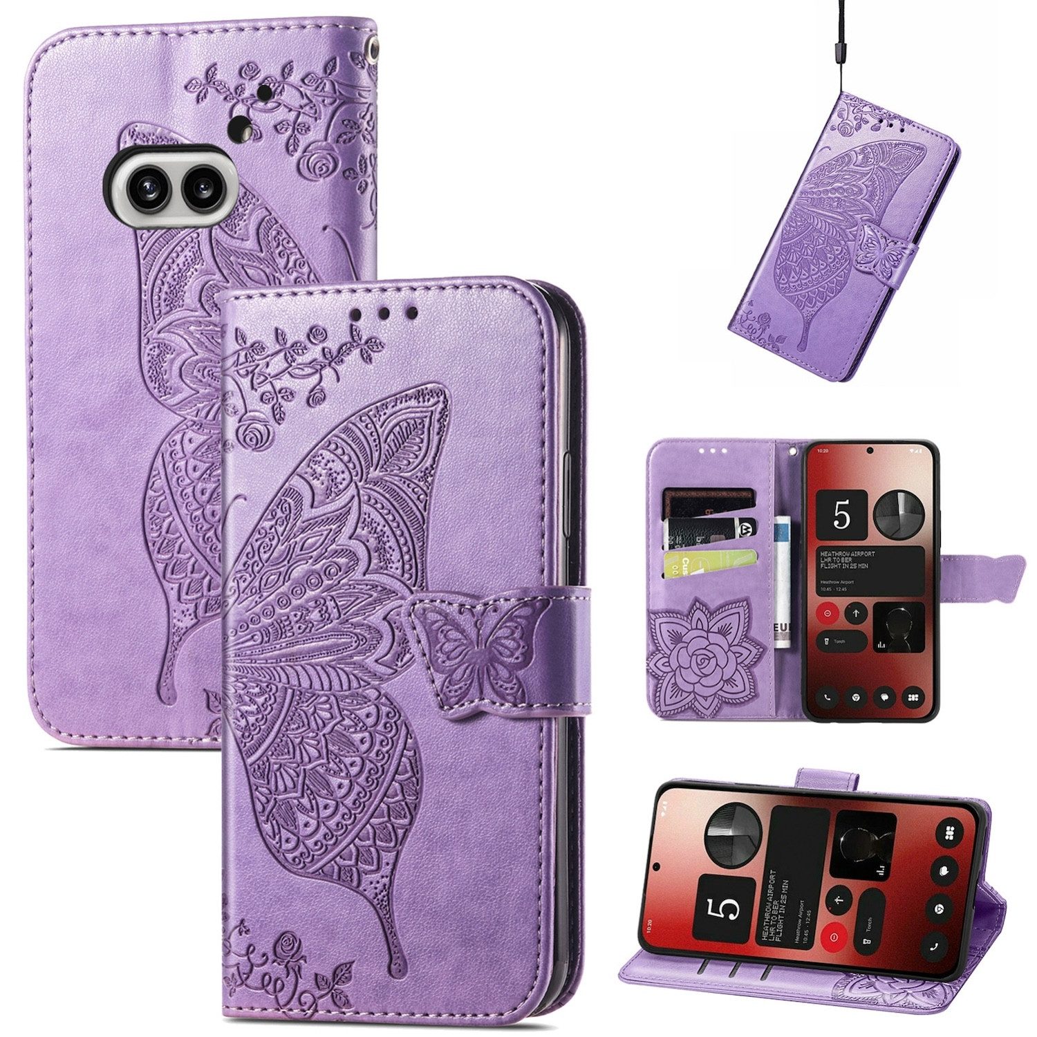 Wigento Handyhülle Für Nothing Phone 2a / Plus Book Wallet Schmetterling Design Tasche